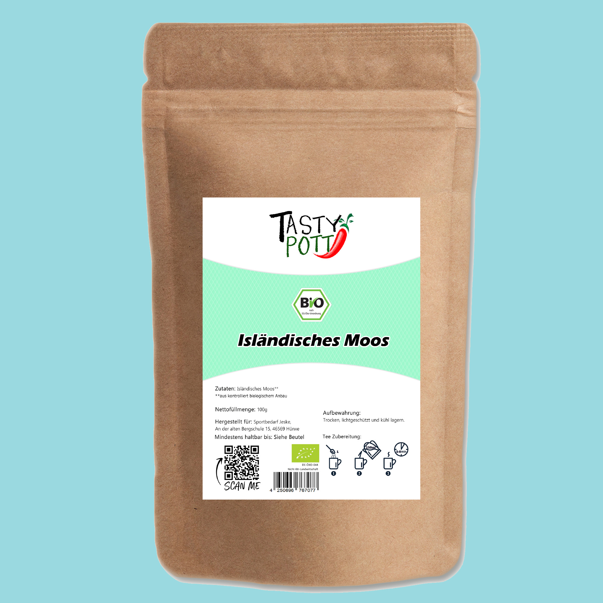 Bio Isländisches Moos getrocknet - Islandmoos - 500g Beutel von Tasty Pott
