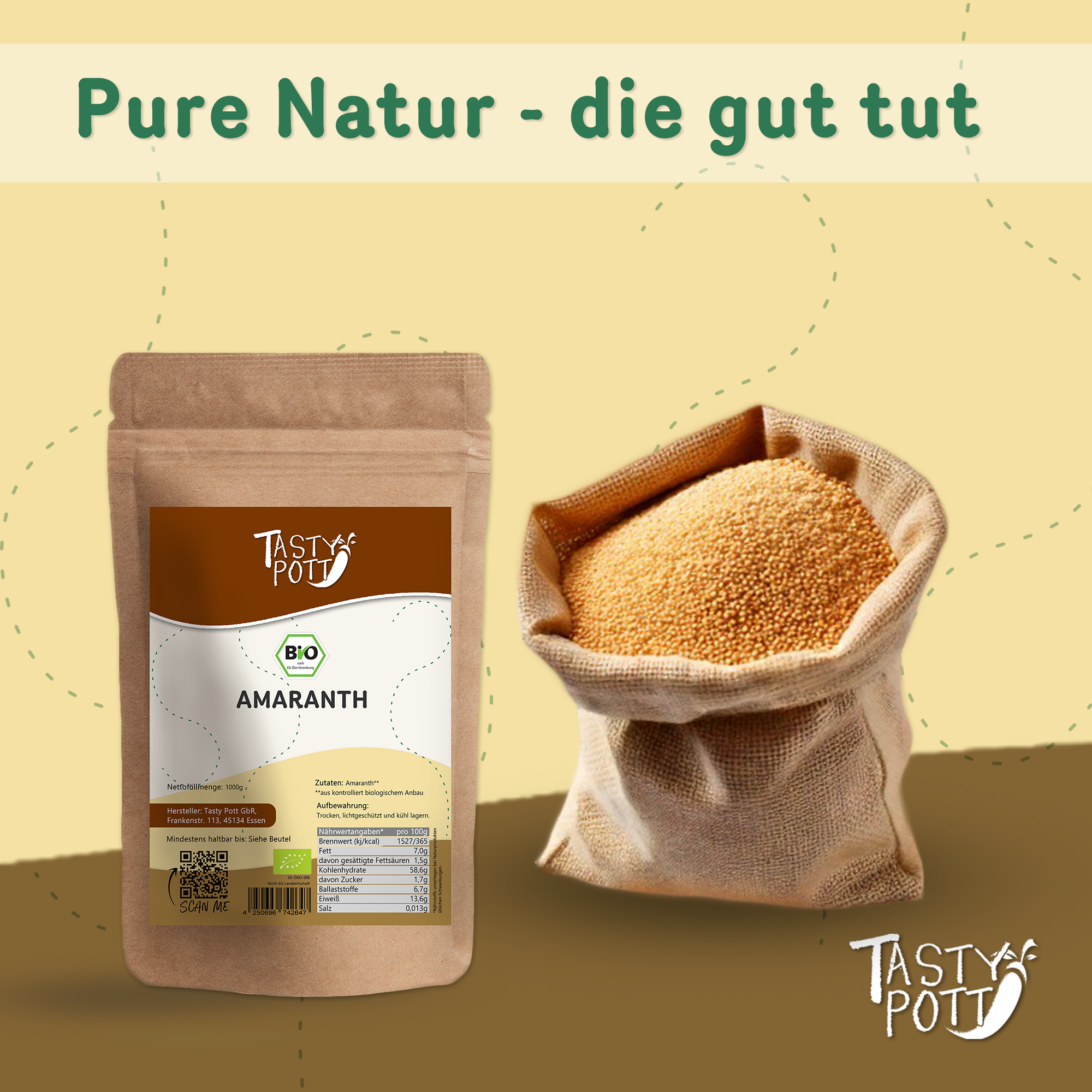 Tasty Pott Bio Amaranth Vollkorn 1Kg