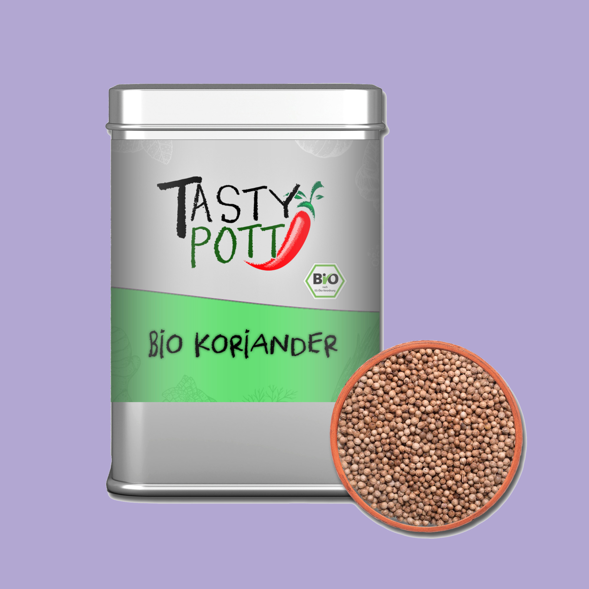 Bio Koriander ganz - coriandrum sativum - 60g Dose von Tasty Pott Bio Koriander ganz - coriandrum sativum - 60g Dose von Tasty Pott