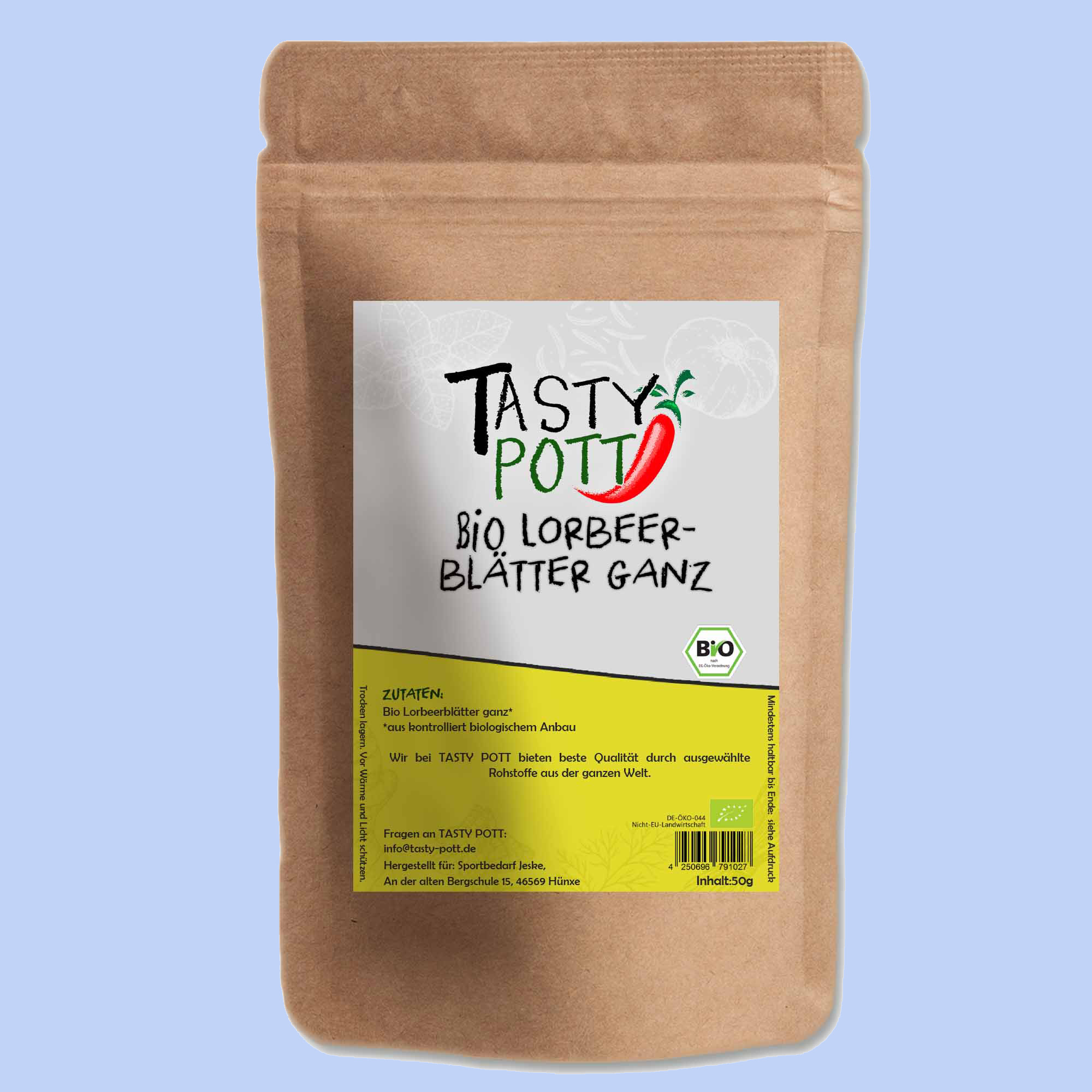 Bio Lorbeerblätter ganz - Getrocknete Lorbeerblätter - 50g Beutel von Tasty Pott 