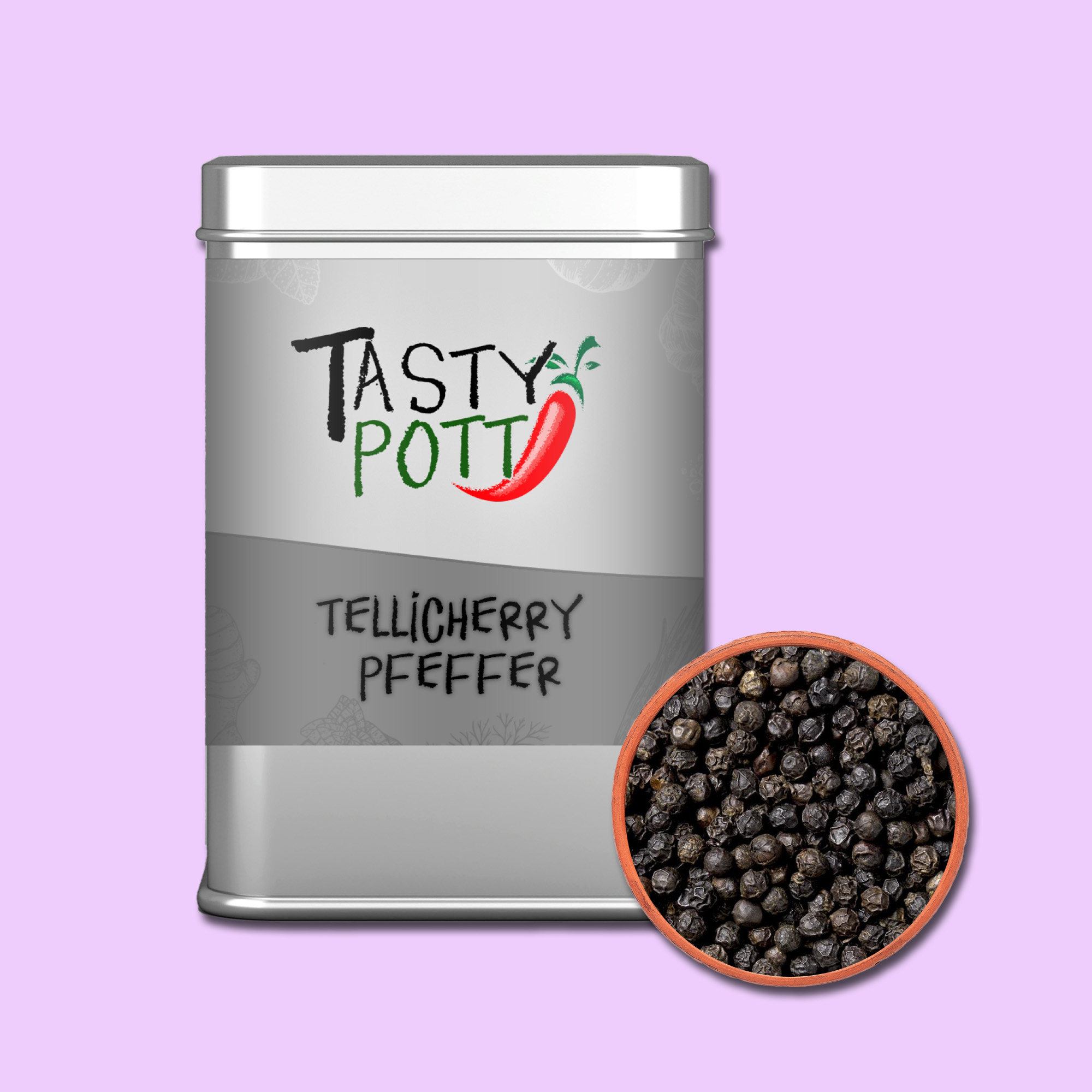 Tellicherry Pfeffer ganz 80g Dose von Tasty Pott Tellicherry Pfeffer ganz 80g Dose von Tasty Pott