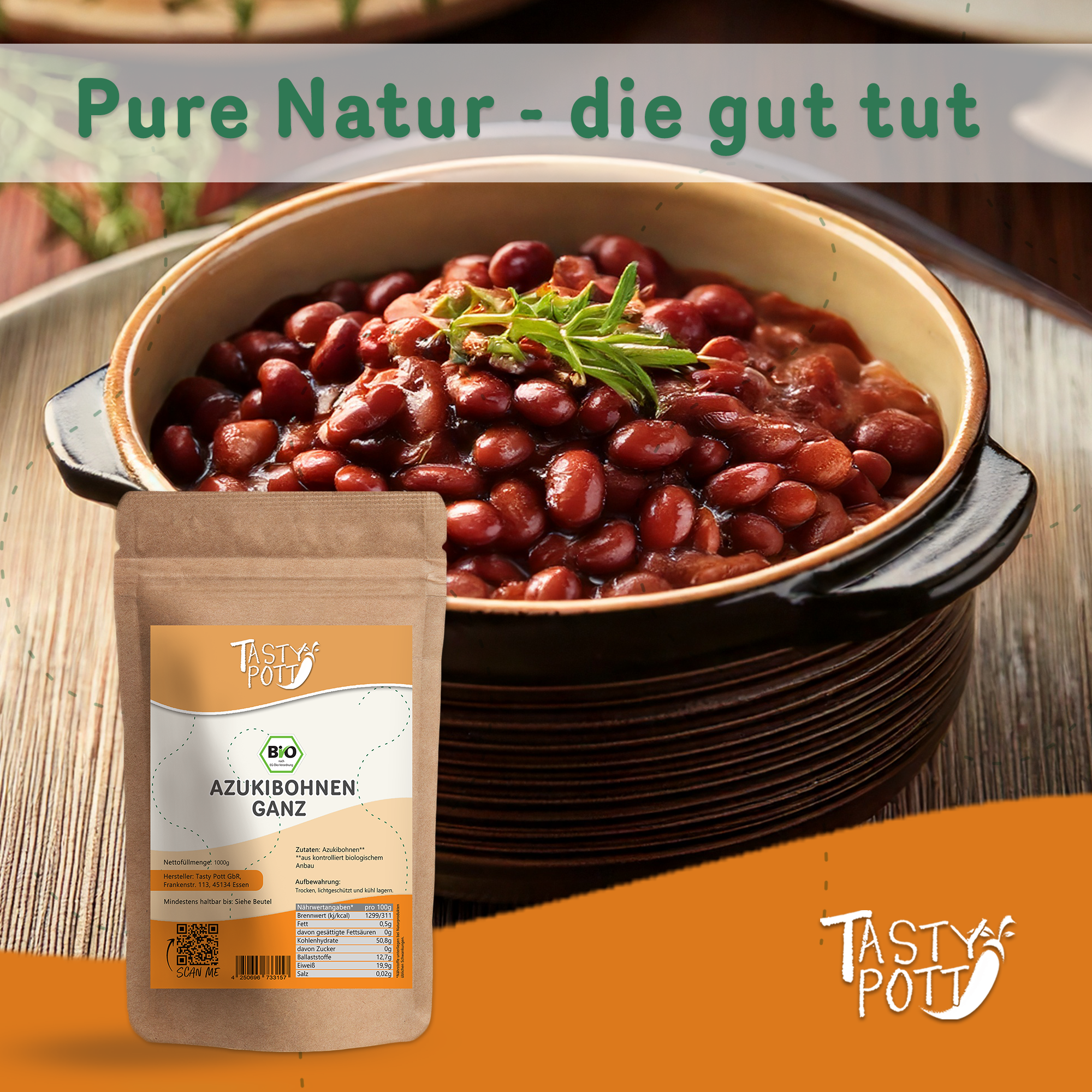 Tasty Pott Bio Azukibohnen ganz 1Kg