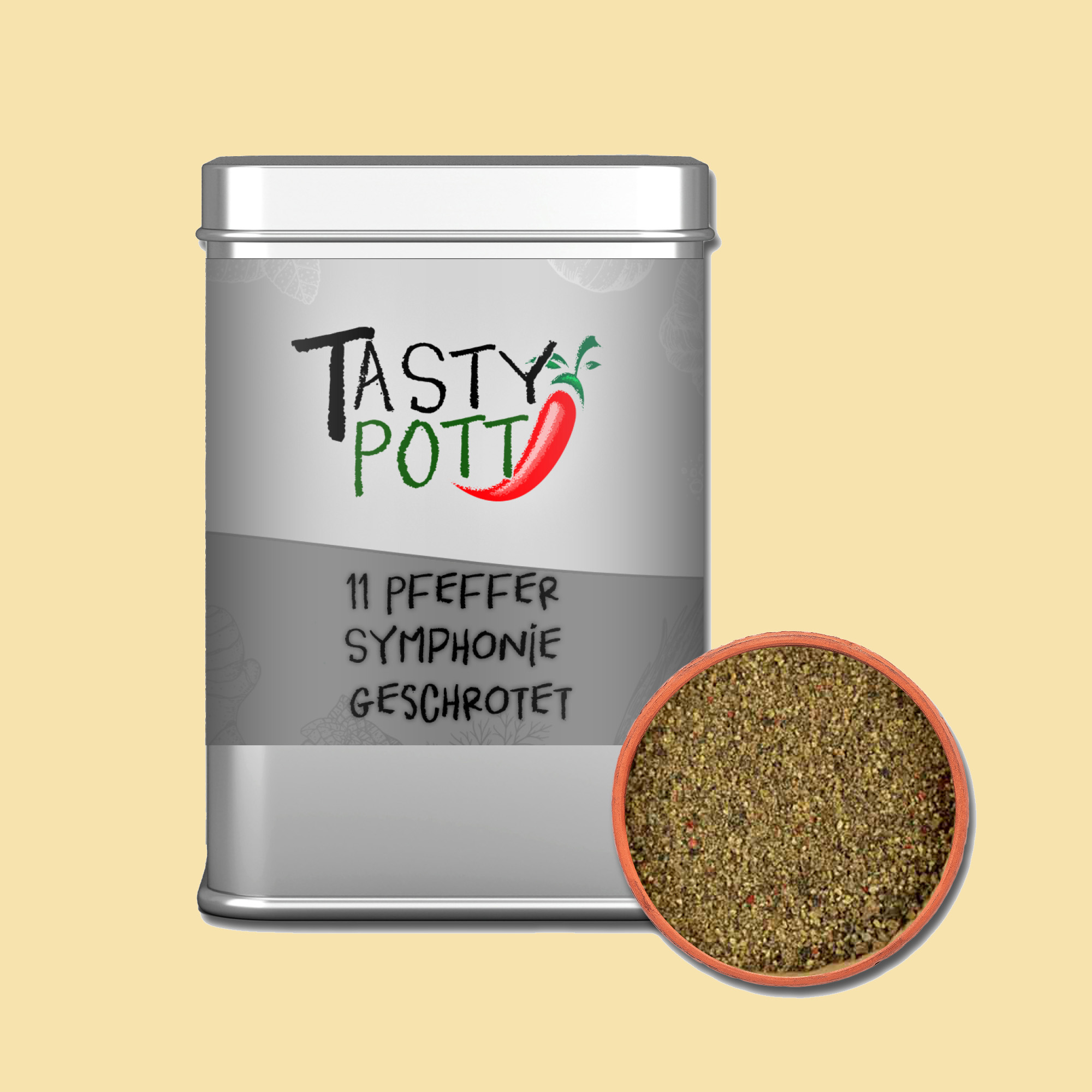 11 Pfeffer Symphonie - Pfeffermischung - 60g Dose von Tasty Pott  11 Pfeffer Symphonie - Pfeffermischung - 60g Dose von Tasty Pott