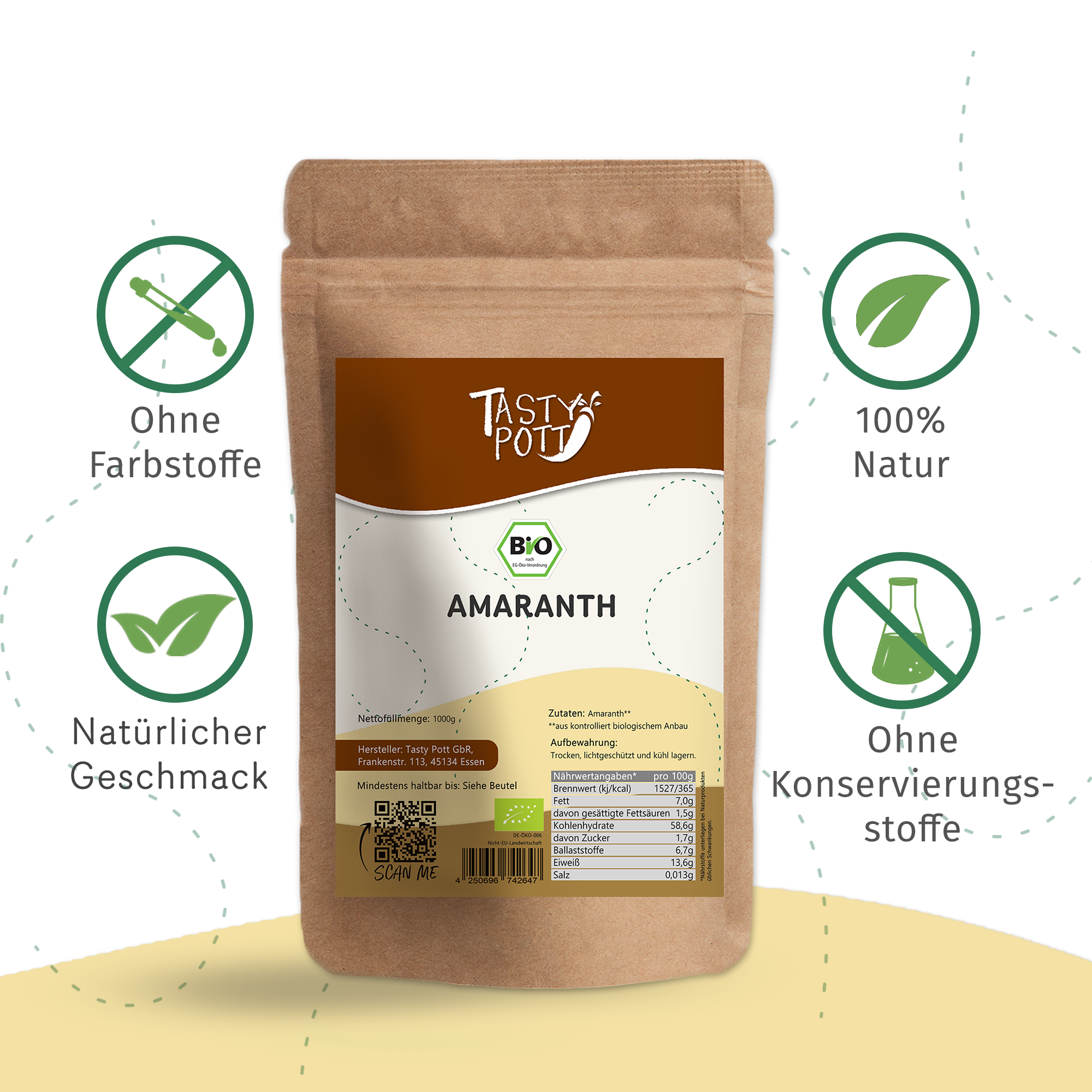 Tasty Pott Bio Amaranth Vollkorn 1Kg