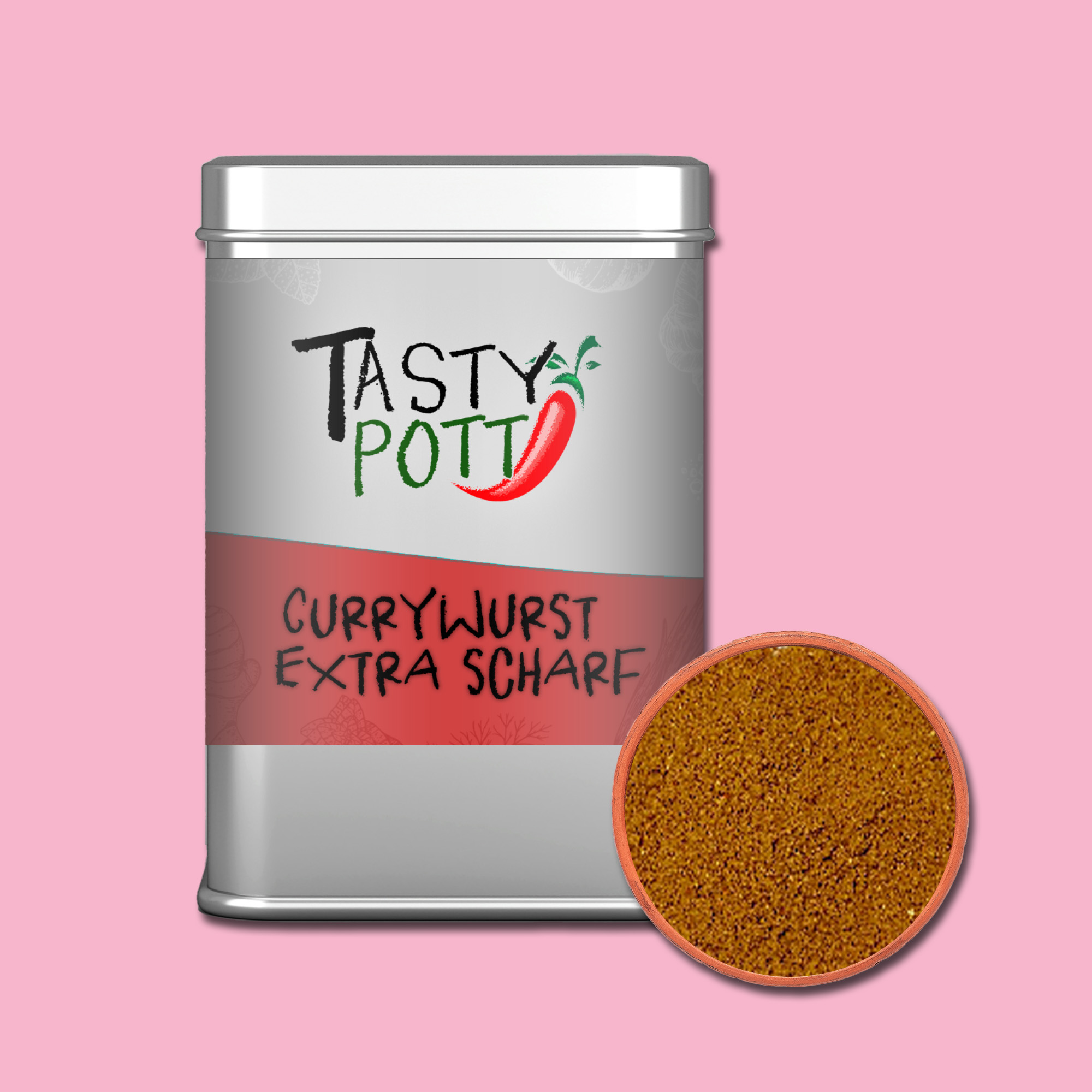 Tasty Pott Currywurst - extra scharf 70g Dose Tasty Pott Currywurst - extra scharf 70g Dose