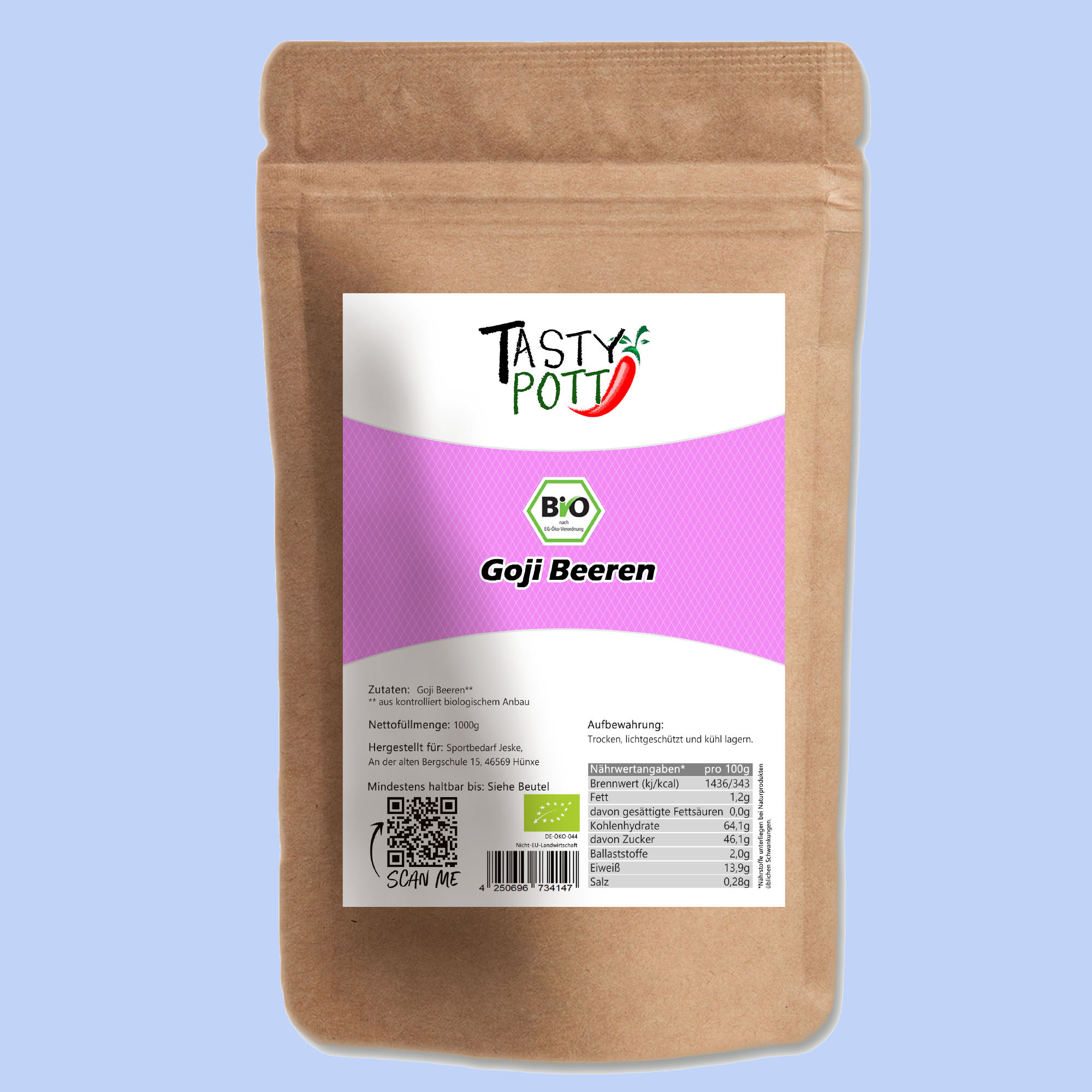 Bio Goji Beeren – getrocknet & naturbelassen, 1kg Nährstoffreiche Goji Beeren – getrocknet und naturrein