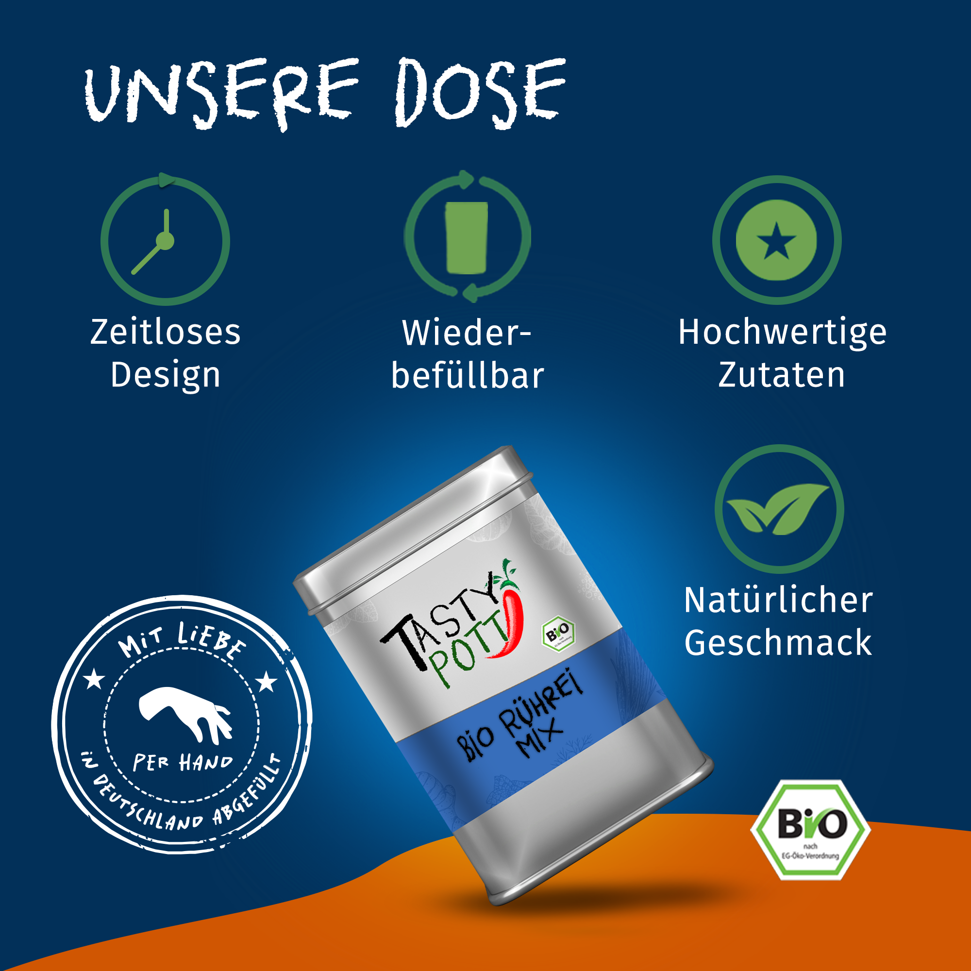 Bio Rührei Mix - Gewürzmischung - 80g Dose von Tasty Pott 