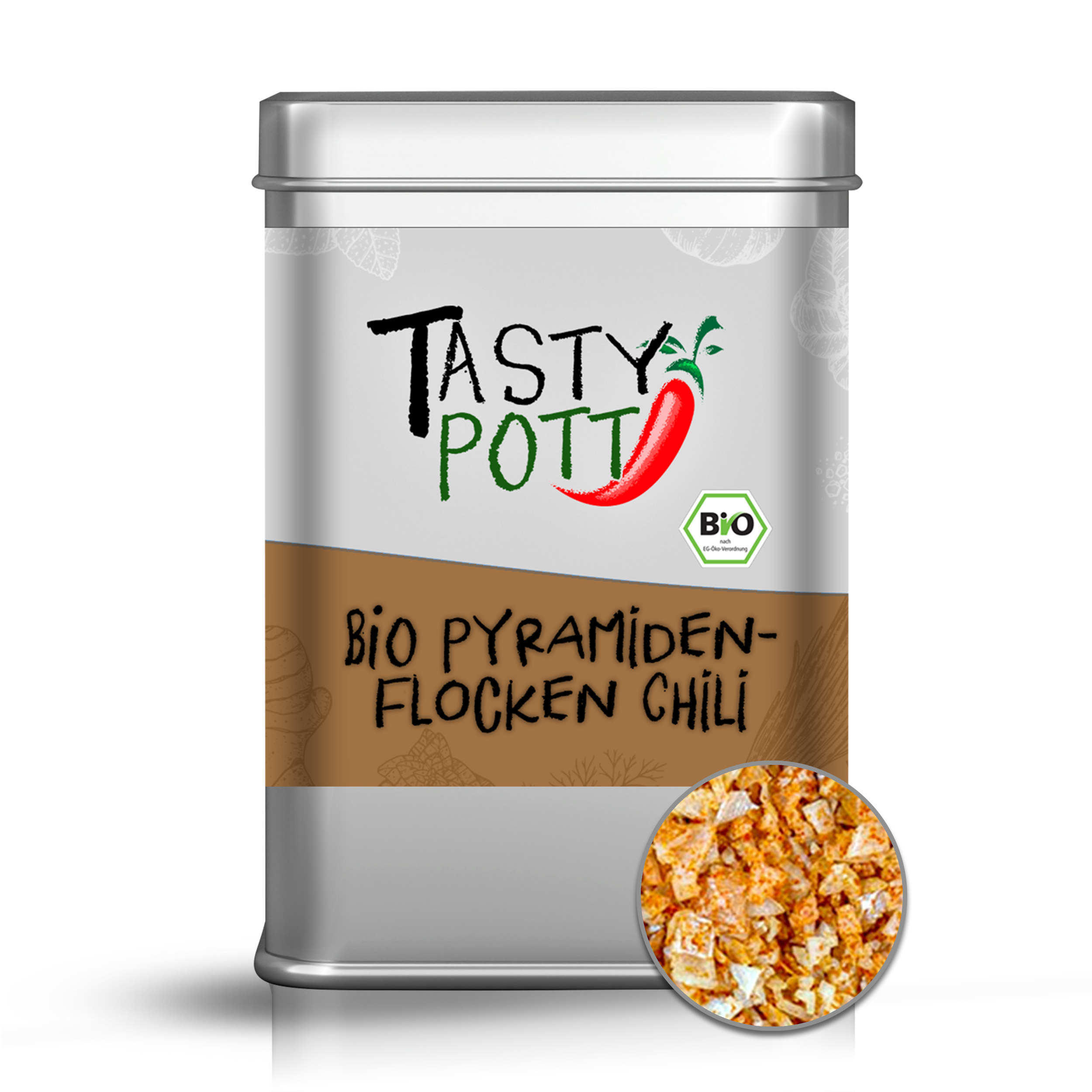 Pyramiden Flocken Chili - Bio Pyramidensalz | 85g Dose Tasty Pott 