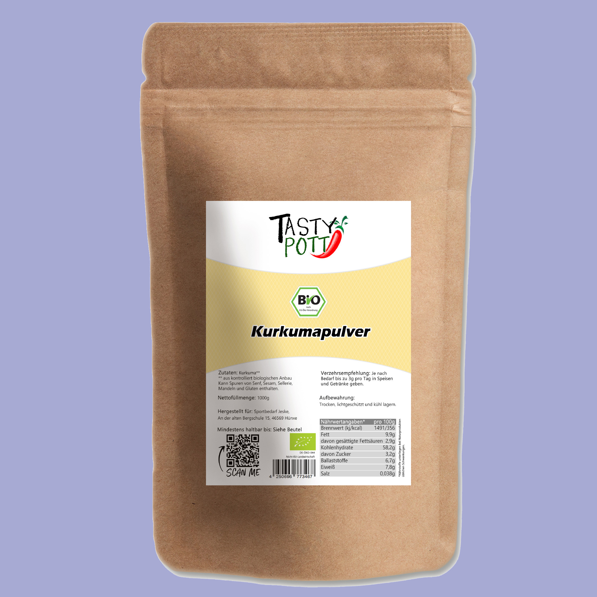 Bio Kurkuma Pulver - Bio Kurkuma gemahlen - 1Kg Beutel von Tasty Pott Bio Kurkuma Pulver - Bio Kurkuma gemahlen - 1Kg Beutel von Tasty Pott