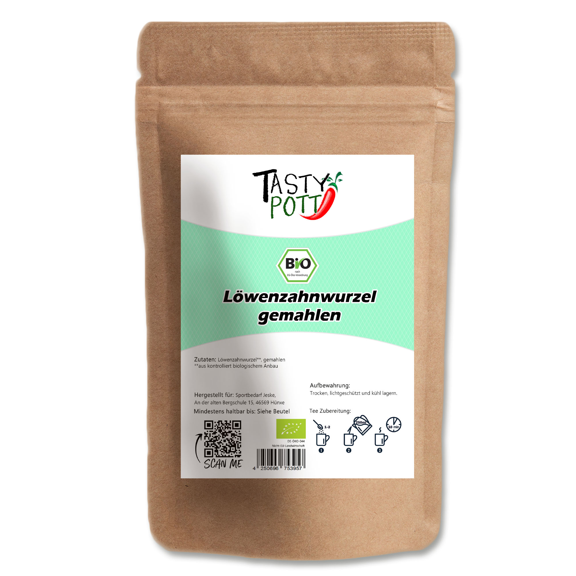 Tasty Pott Bio Löwenzahnwurzel gemahlen 200g Beutel