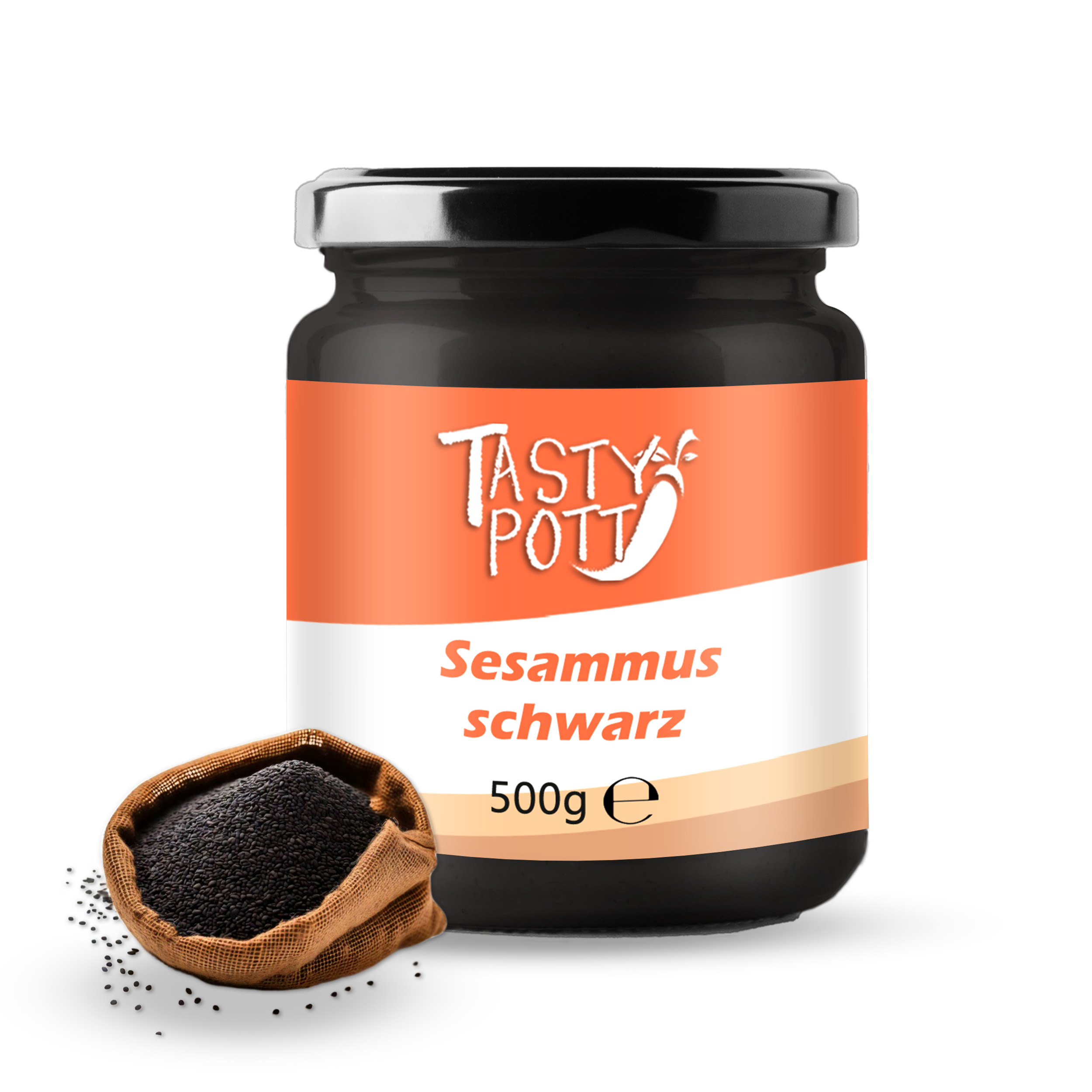 Sesammus schwarz - schwarzes Sesammus Tahin | 500 g Glas Tasty Pott  