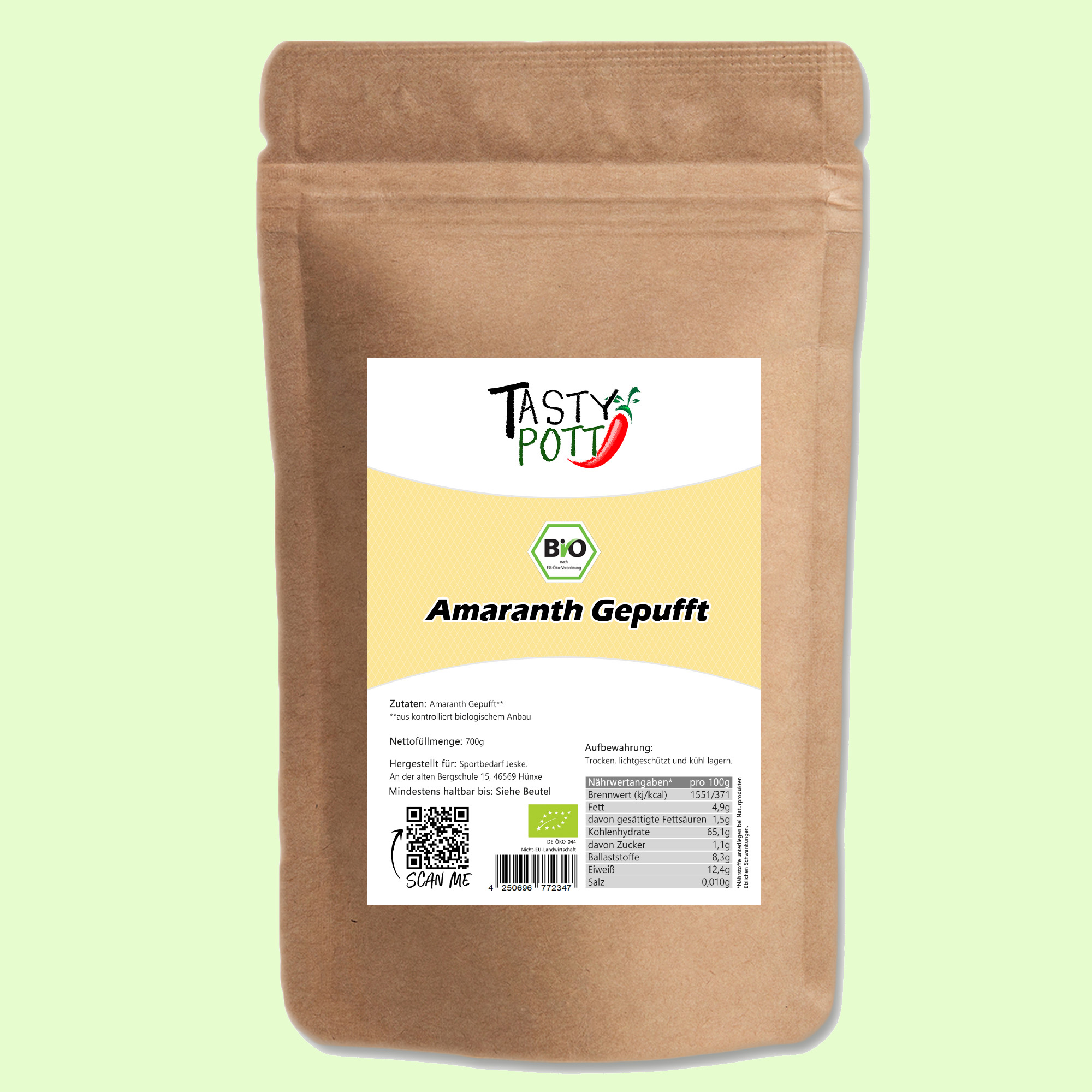 Bio Amaranth gepufft glutenfrei - 2x700g Tasty Pott Bio Amaranth gepufft glutenfrei - 2x700g Tasty Pott