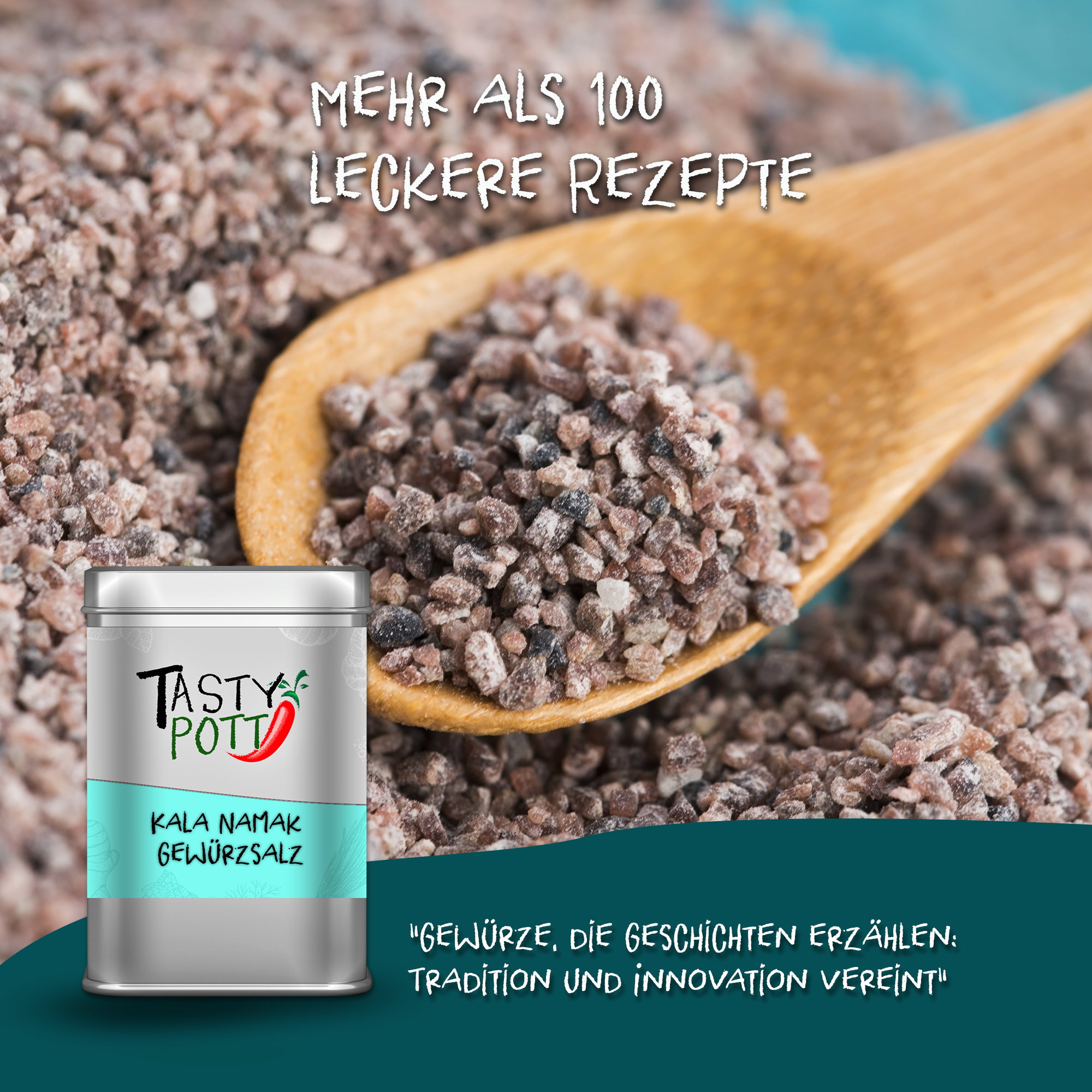 Kala Namak Salz - Indisches Schwarzsalz - 100g Dose Tasty Pott 