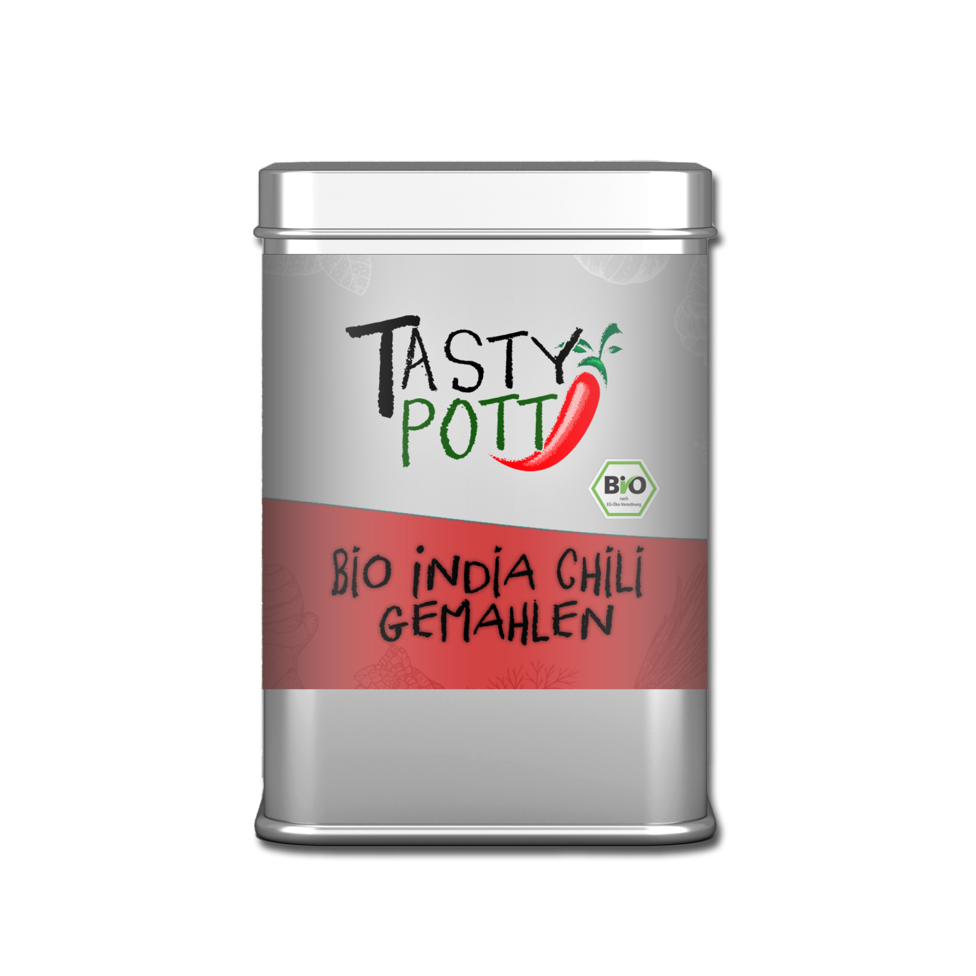 Bio India Chili - Indisches Chilipulver gemahlen - 80g Dose von Tasty Pott