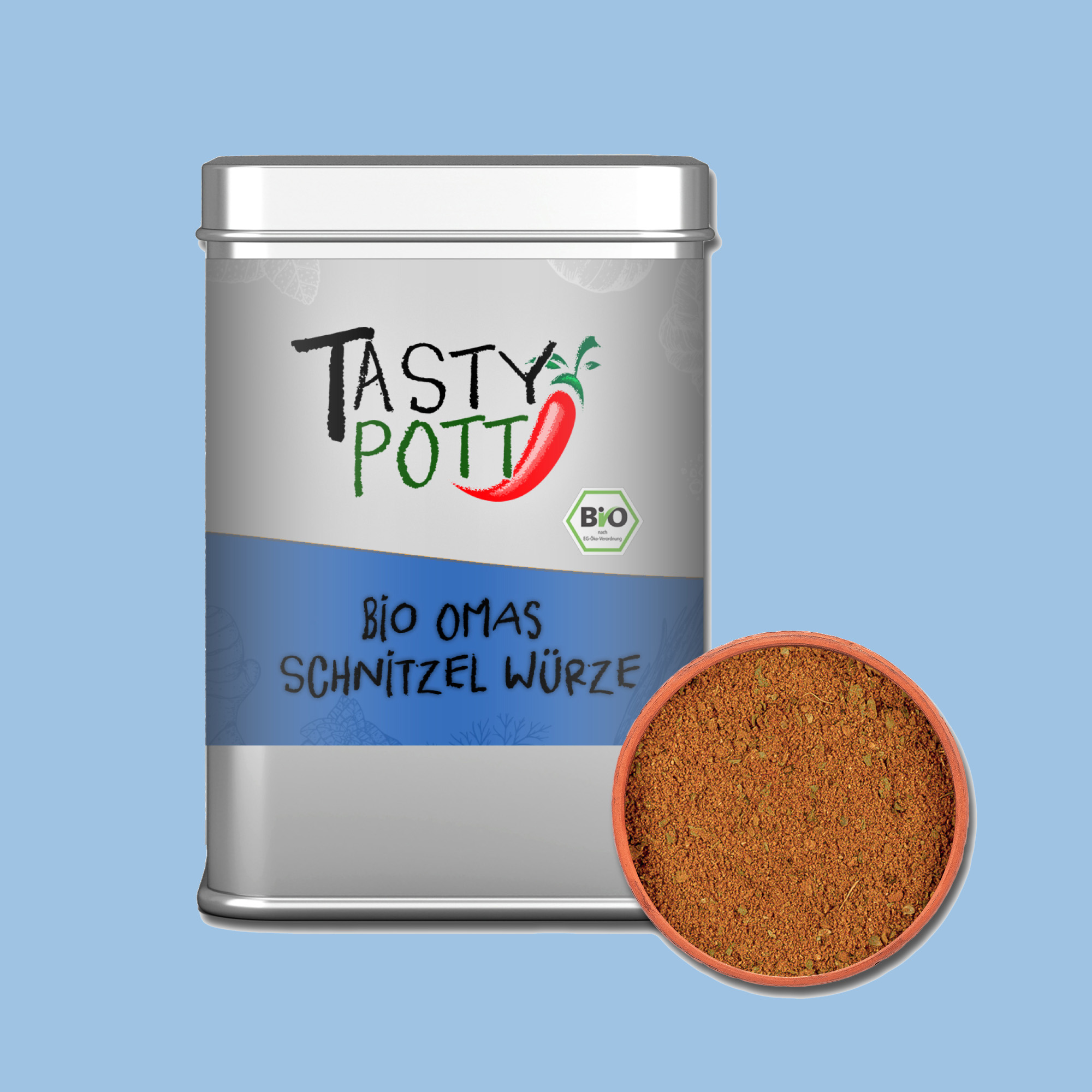 Bio Omas Schnitzel Würze - Gewürzmischung - 100g Dose von Tasty Pott Bio Omas Schnitzel Würze - Gewürzmischung - 100g Dose von Tasty Pott