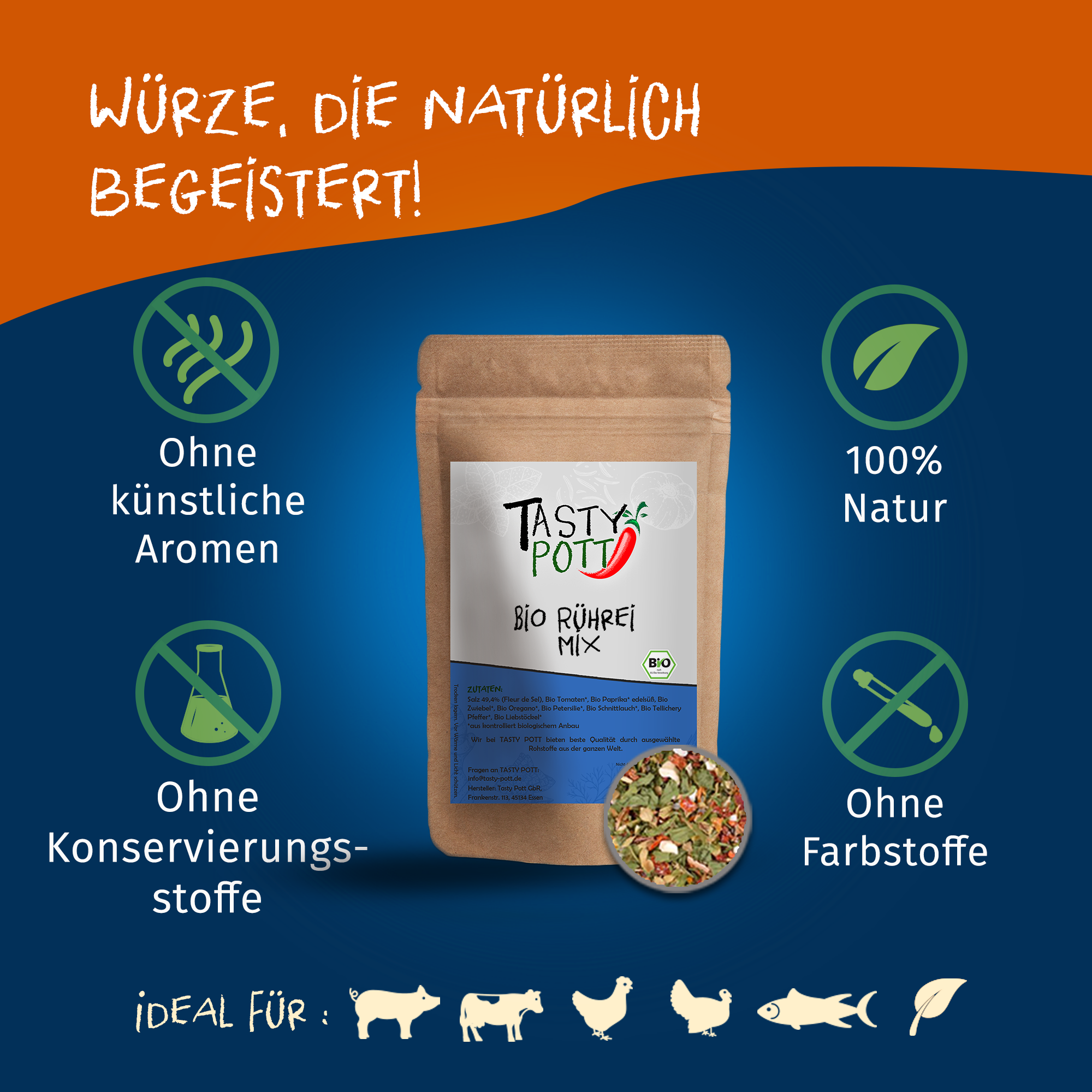 Bio Rührei Mix - Gewürzmischung - 80g Dose von Tasty Pott 