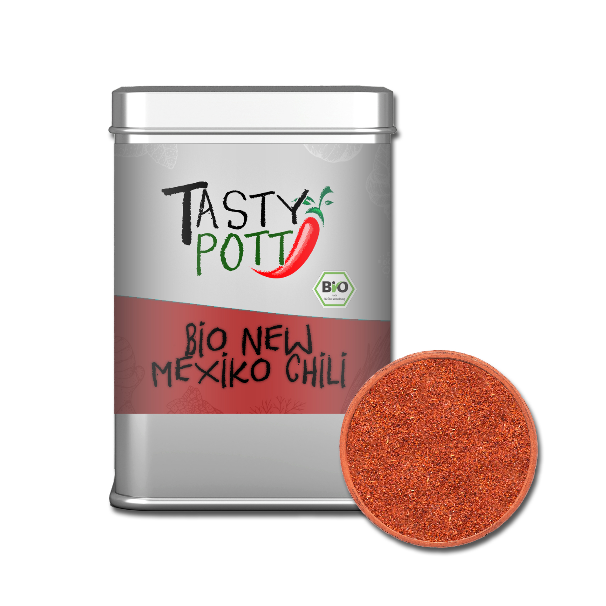 New Mexiko Chili Pulver - Bio New Mexico Chili - 80g Dose Tasty Pott New Mexiko Chili Pulver - Bio New Mexico Chili - 80g Dose Tasty Pott