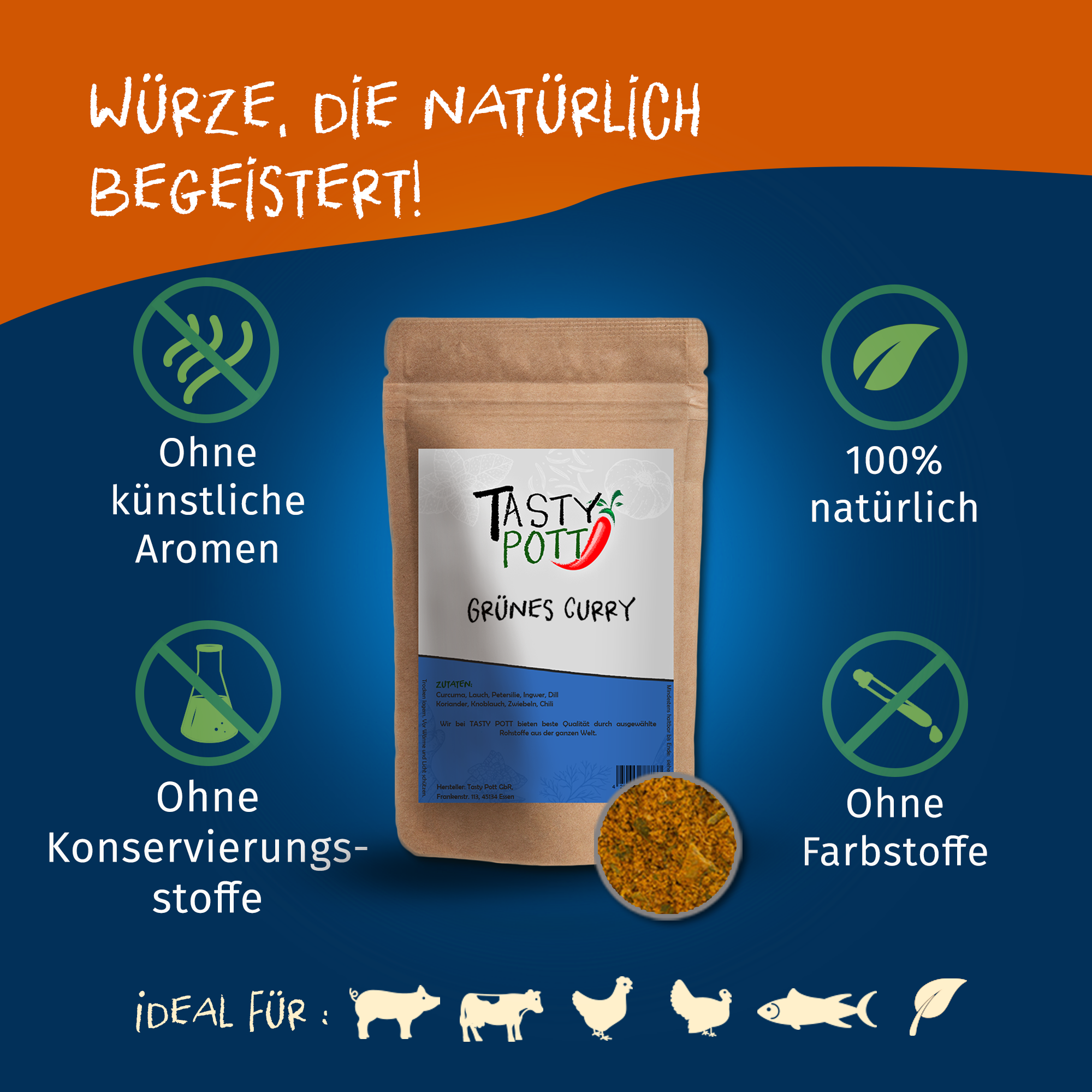 Grünes Curry Gewürz - Thai Curry | 60g Dose Tasty Pott  