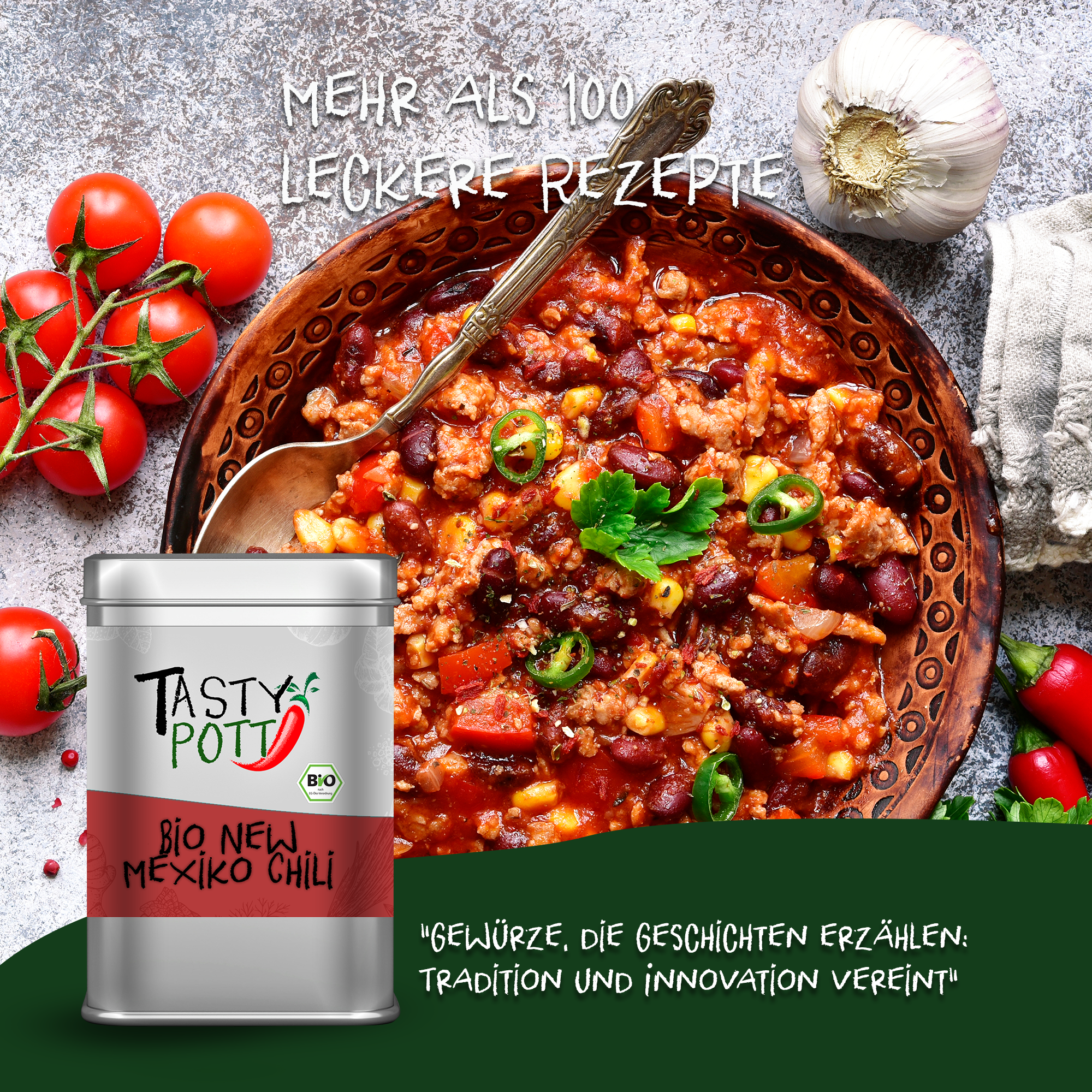 New Mexiko Chili Pulver - Bio New Mexico Chili - 80g Dose Tasty Pott