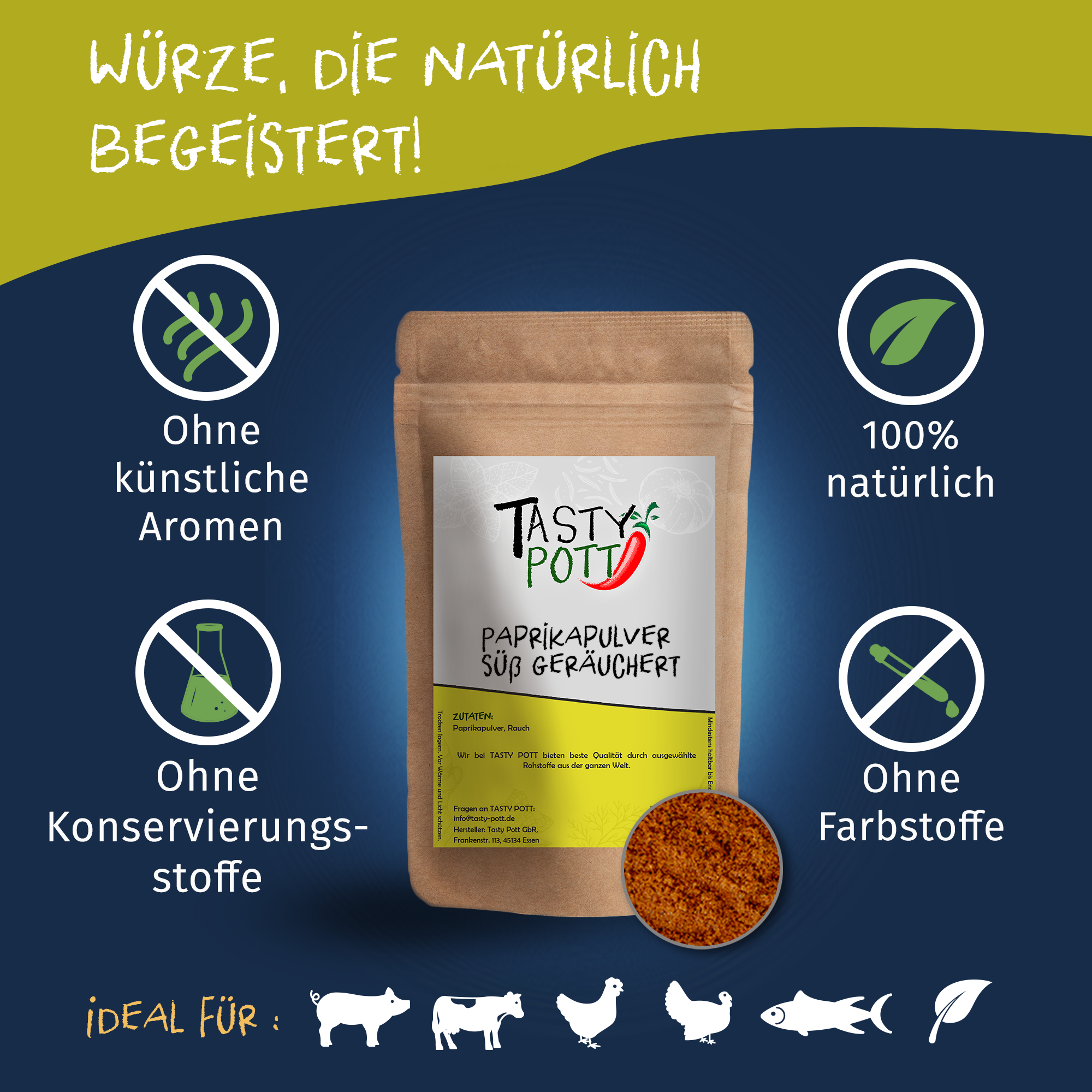 Paprika Pulver geräuchert - geräuchertes Paprikapulver - 250g von Tasty Pott