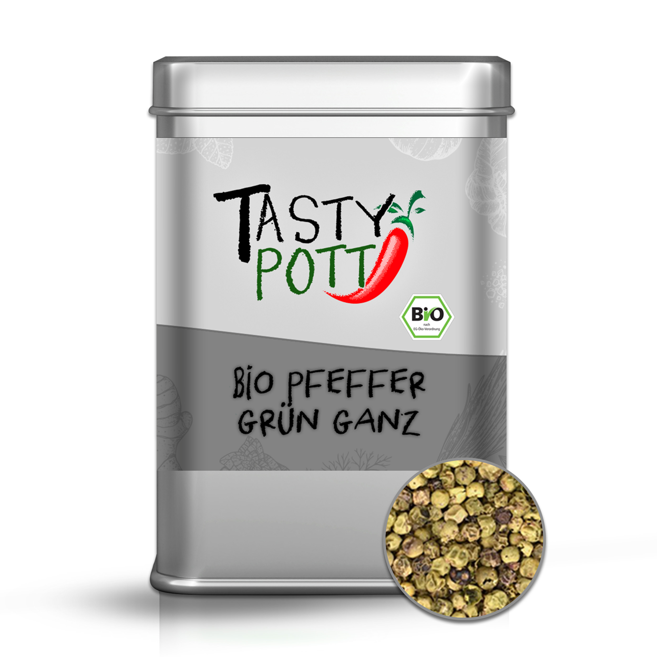 Tasty Pott Bio Pfeffer grün | ganz | Grüne Pfefferkörner - 40g Dose