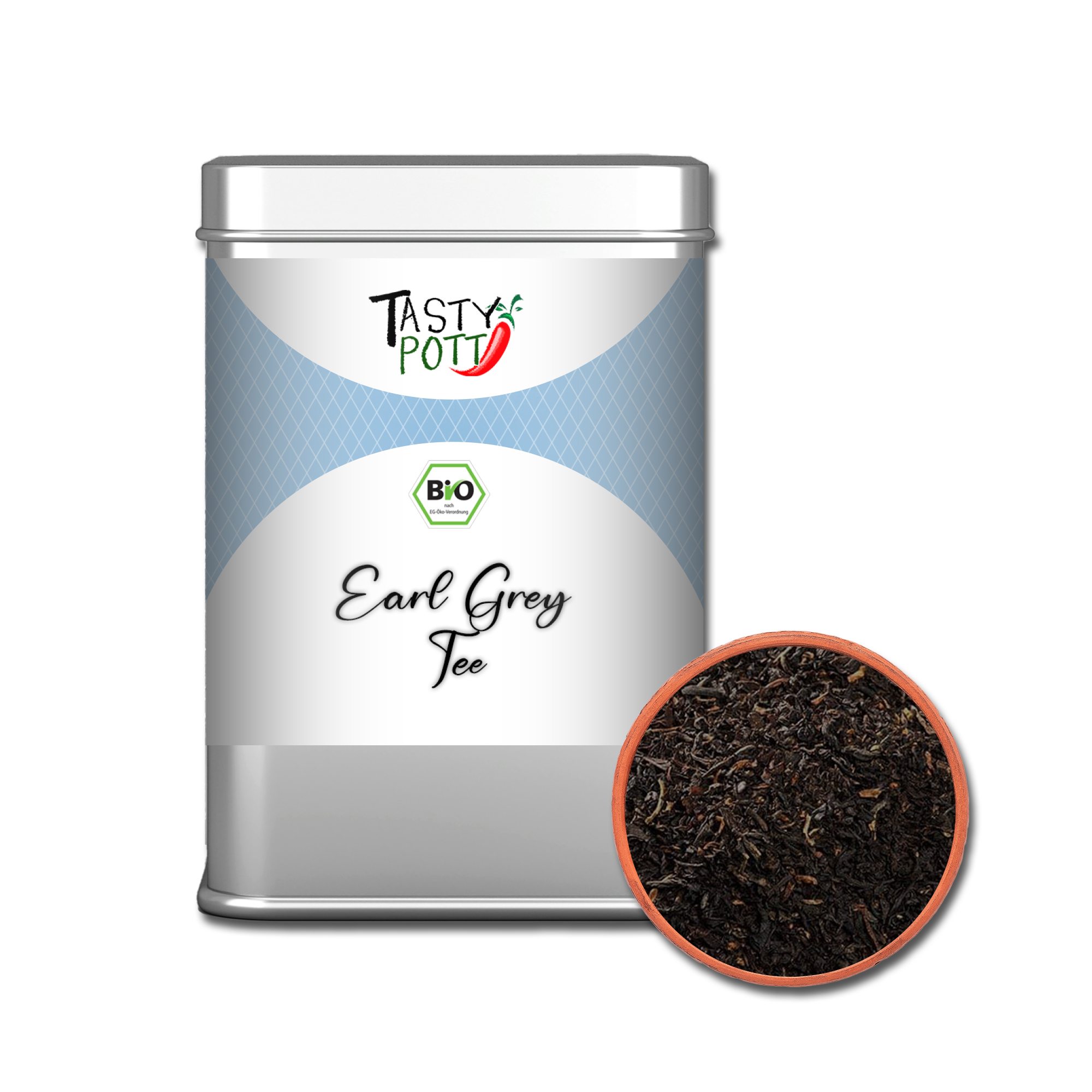 Bio Earl Grey Tee - Aromatisierter Schwarztee mit Bergamotte - 50g Dose von Tasty Pott Bio Earl Grey Tee - Aromatisierter Schwarztee mit Bergamotte - 50g Dose von Tasty Pott