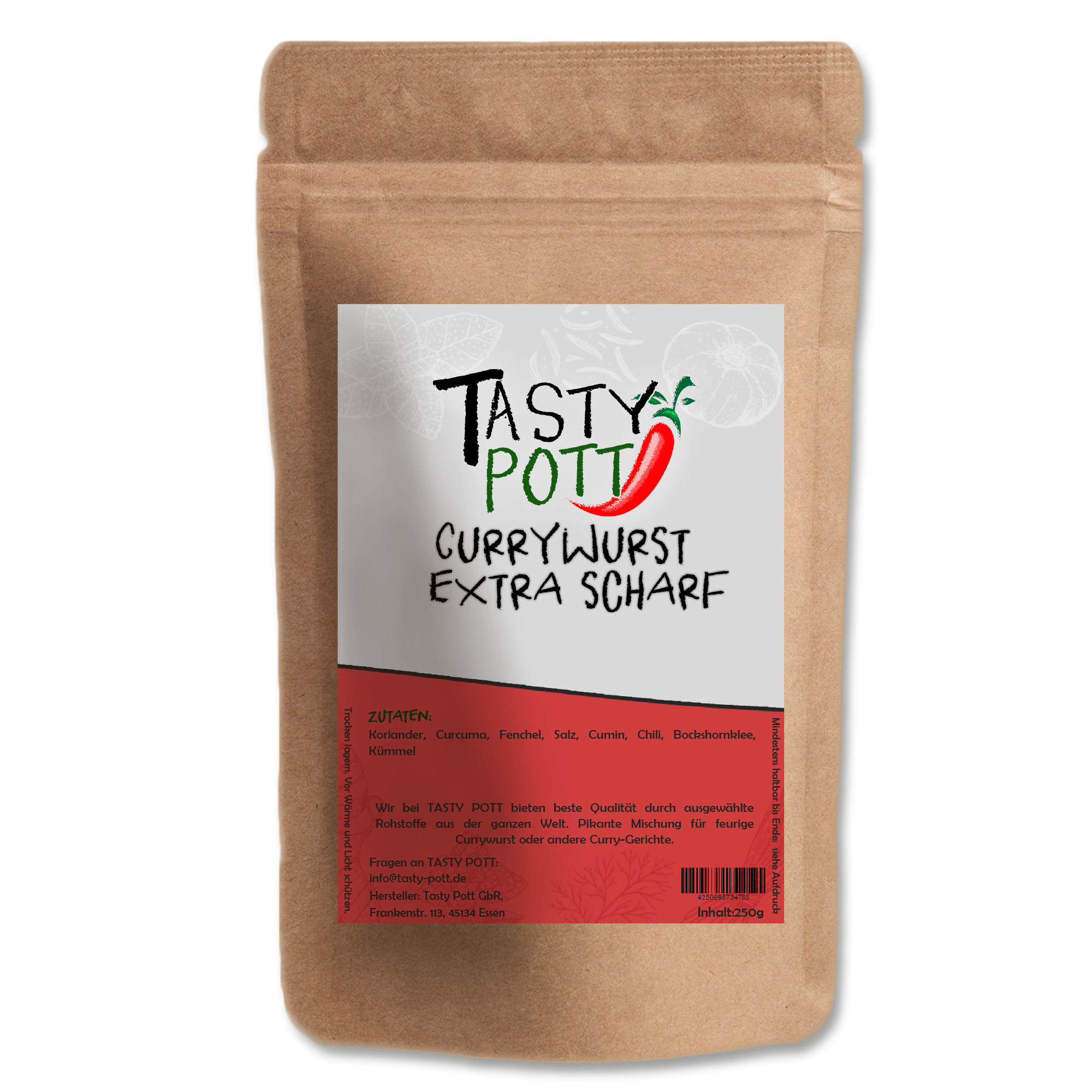 Currywurst Gewürz - extra scharf Gewürzmischung  - 30g Beutel Tasty Pott