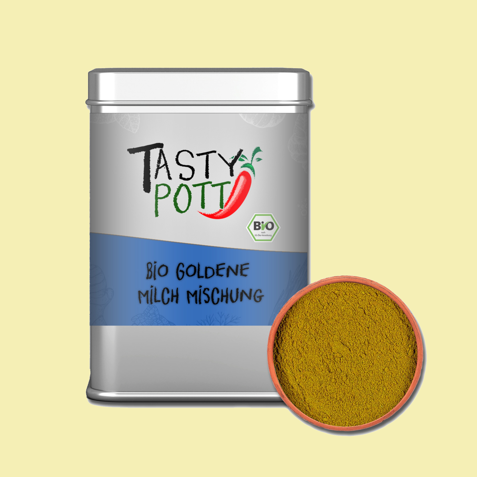 Goldene Milch Bio Gewürzmischung für Kurkuma Latte - 80g Dose Tasty Pott