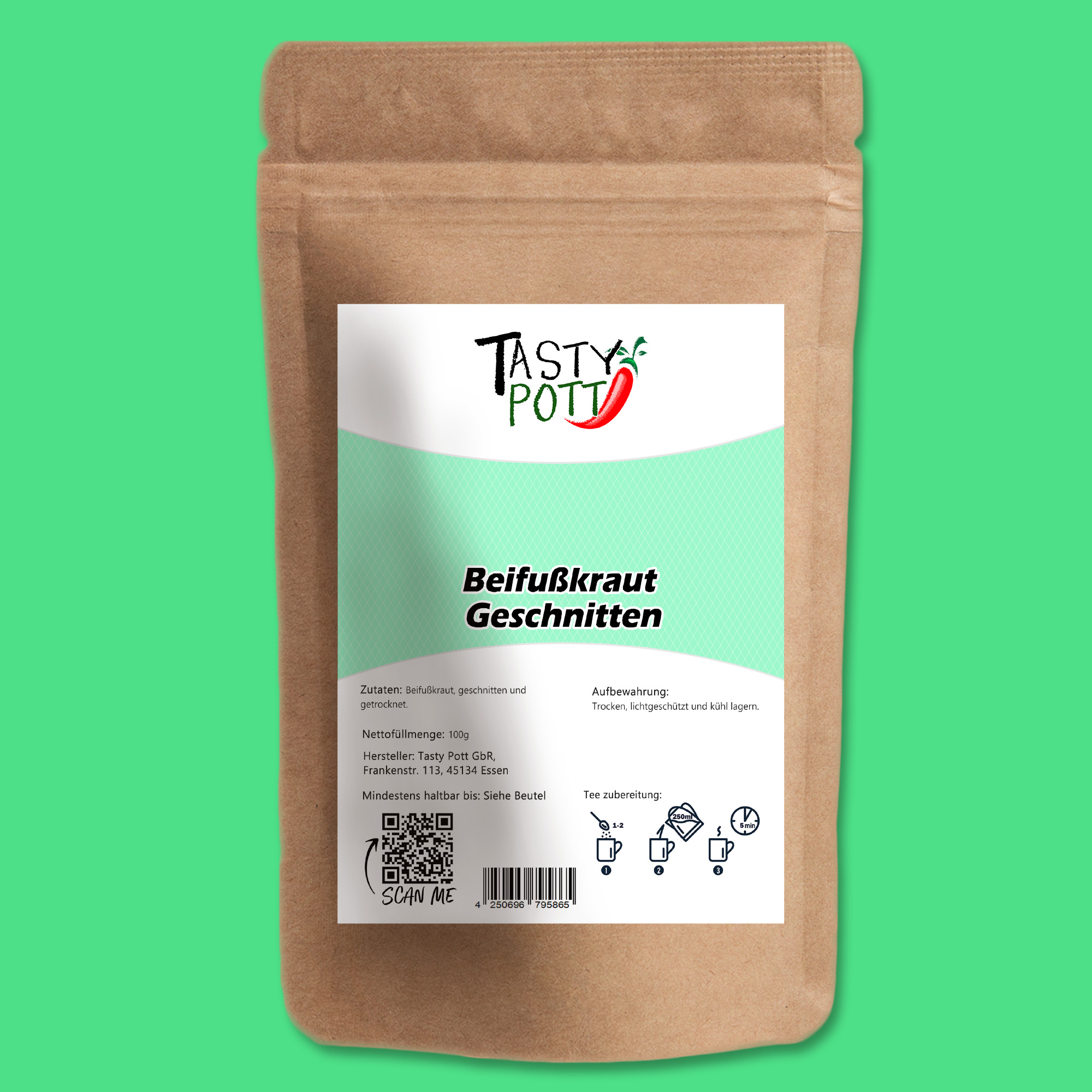 Beifußkraut von Tasty Pott – Würziges Gewürz für Braten, Suppen & Saucen 250g 