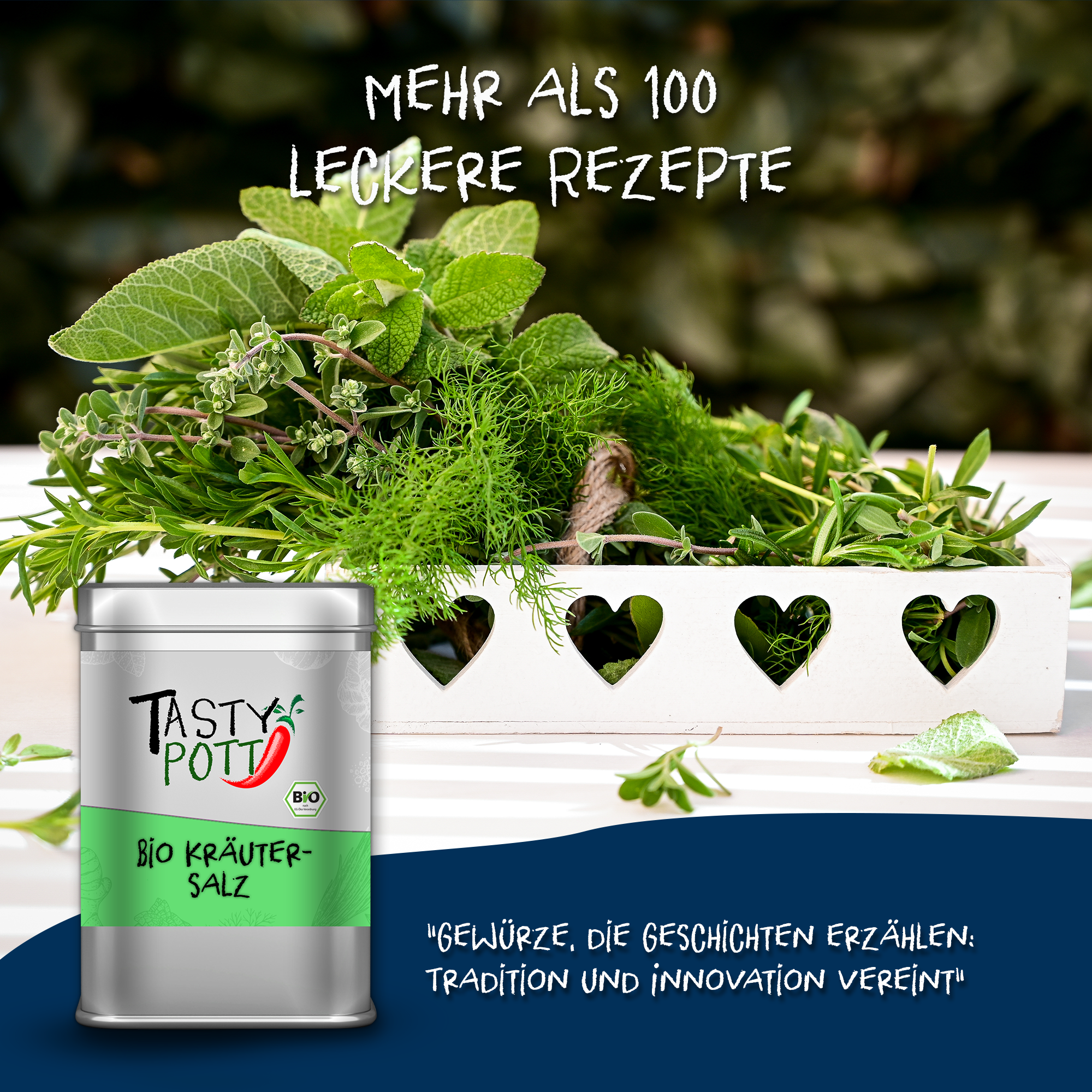 Bio Kräutersalz - Mediterrane Kräuter mit Salz - 100g Dose Tasty Pott