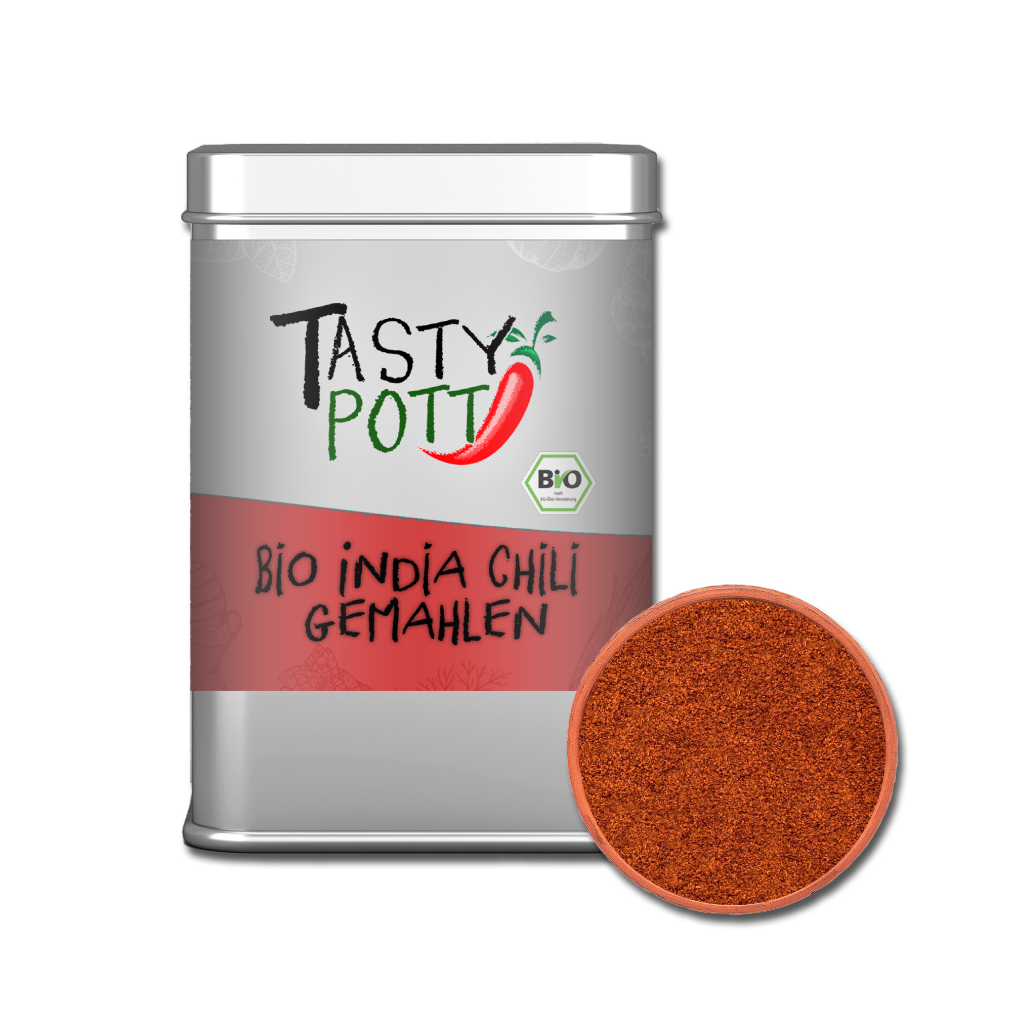 Bio India Chili - Indisches Chilipulver gemahlen - 80g Dose von Tasty Pott