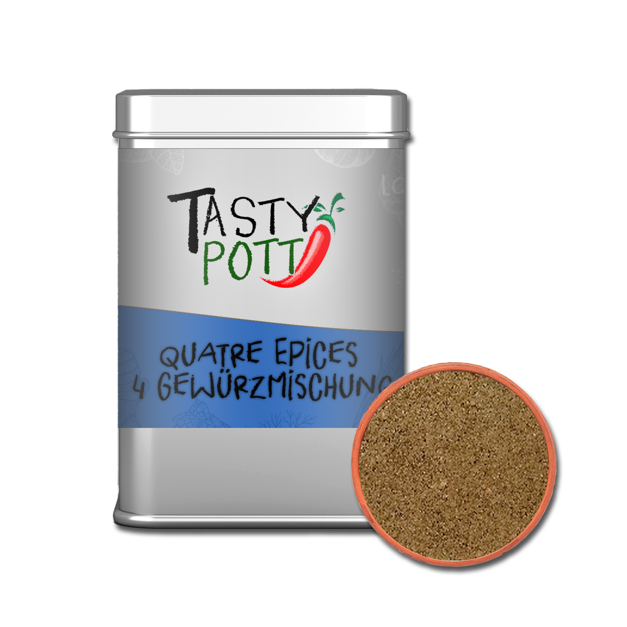 Tasty Pott Quatre Epices 4 Gewürzmischung 70g Dose