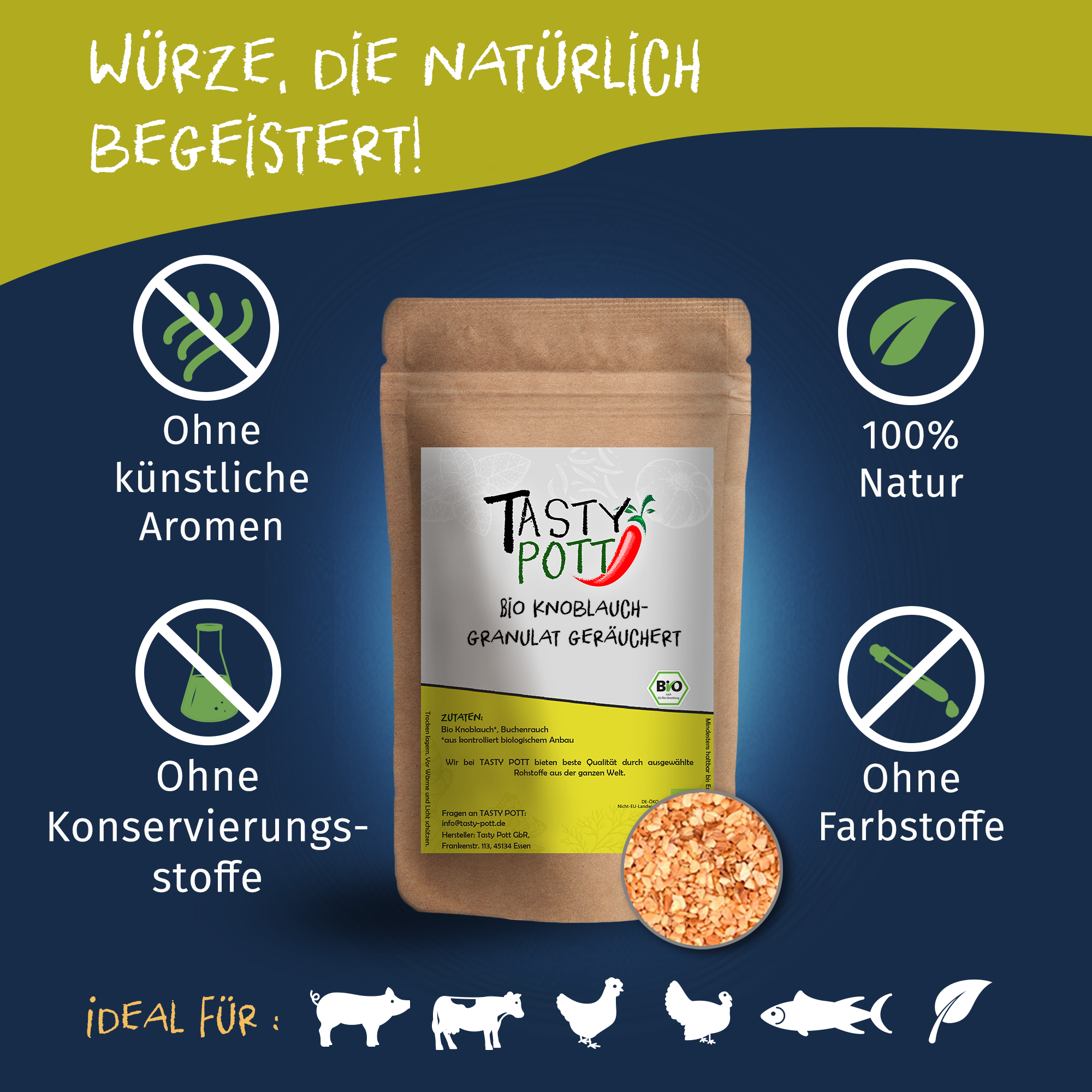 Tasty Pott Bio Knoblauchgranulat Nachfüllbeutel 30g Tasty Pott Bio Knoblauchgranulat Nachfüllbeutel 30g