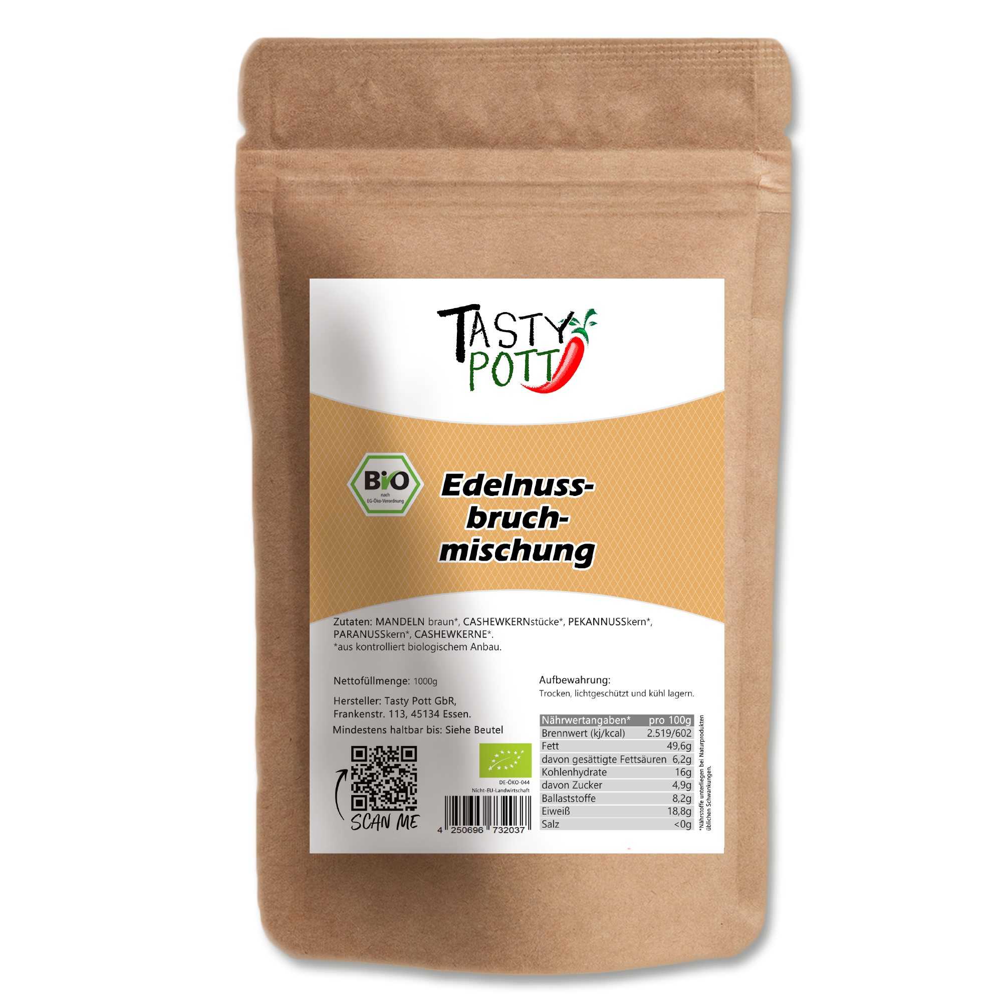 Tasty Pott Bio Edelnussbruchmischung 1000g Beutel Tasty Pott Bio Edelnussbruchmischung 1000g Beutel