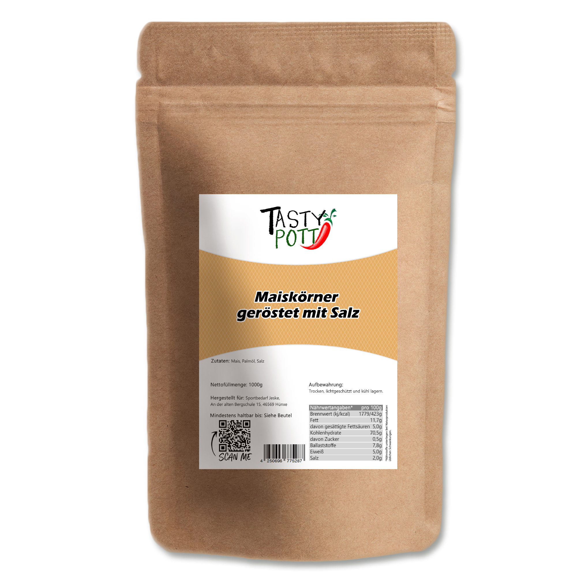 Maiskörner geröstet & gesalzen | Geröstete Maiskörner | 1 kg Tasty Pott