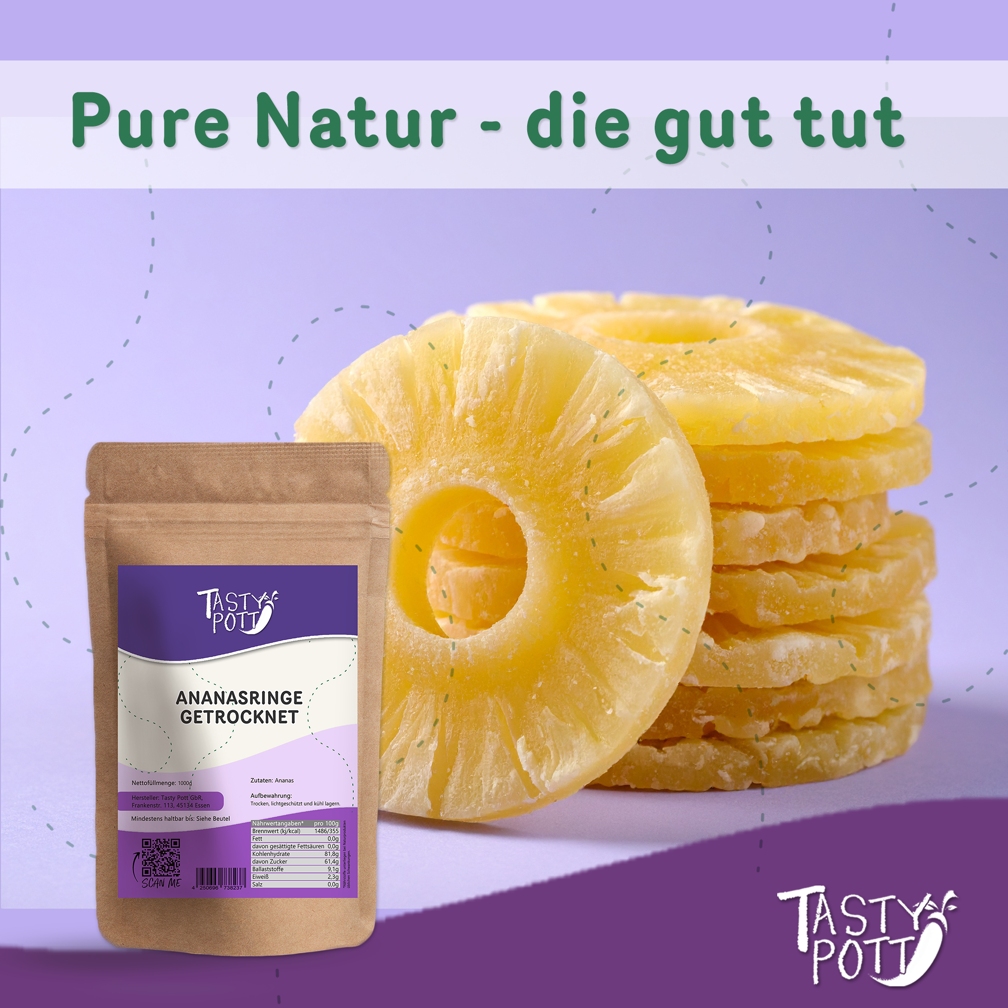 Getrocknete Ananasringe 1kg 
