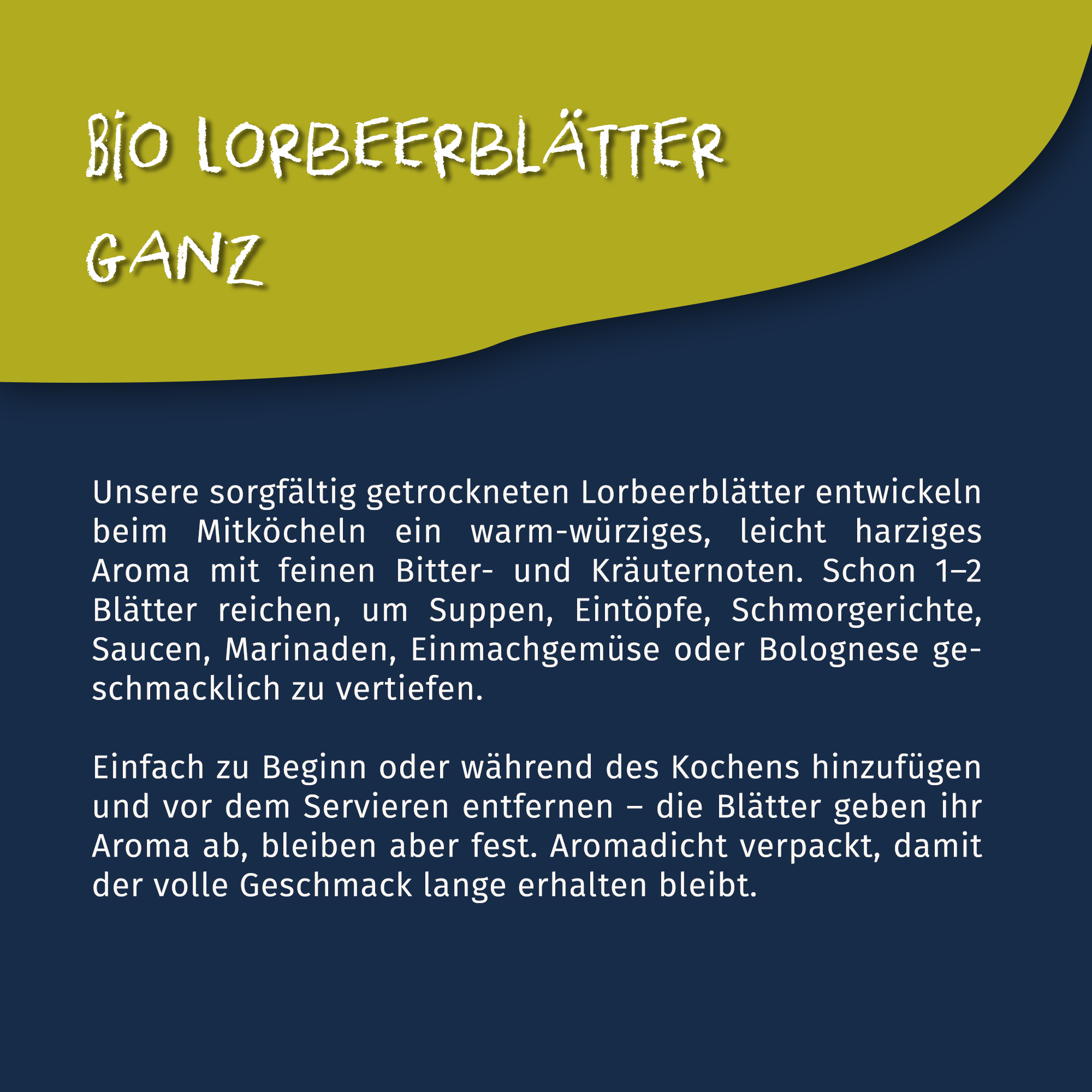 Bio Lorbeerblätter ganz - Getrocknete Lorbeerblätter - 50g Beutel von Tasty Pott 