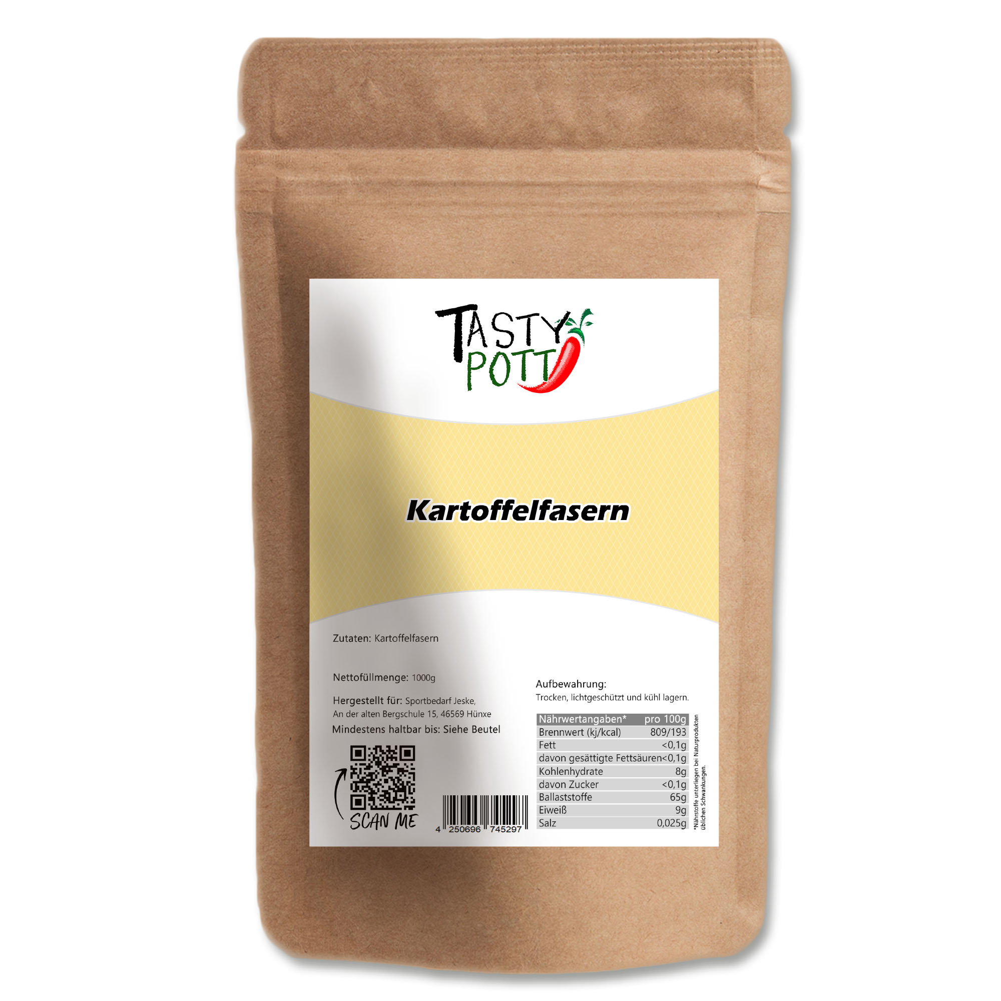 Kartoffelfasern – Ballaststoffreich und Fein Gemahlen im 1kg Beutel von Tasty Pott