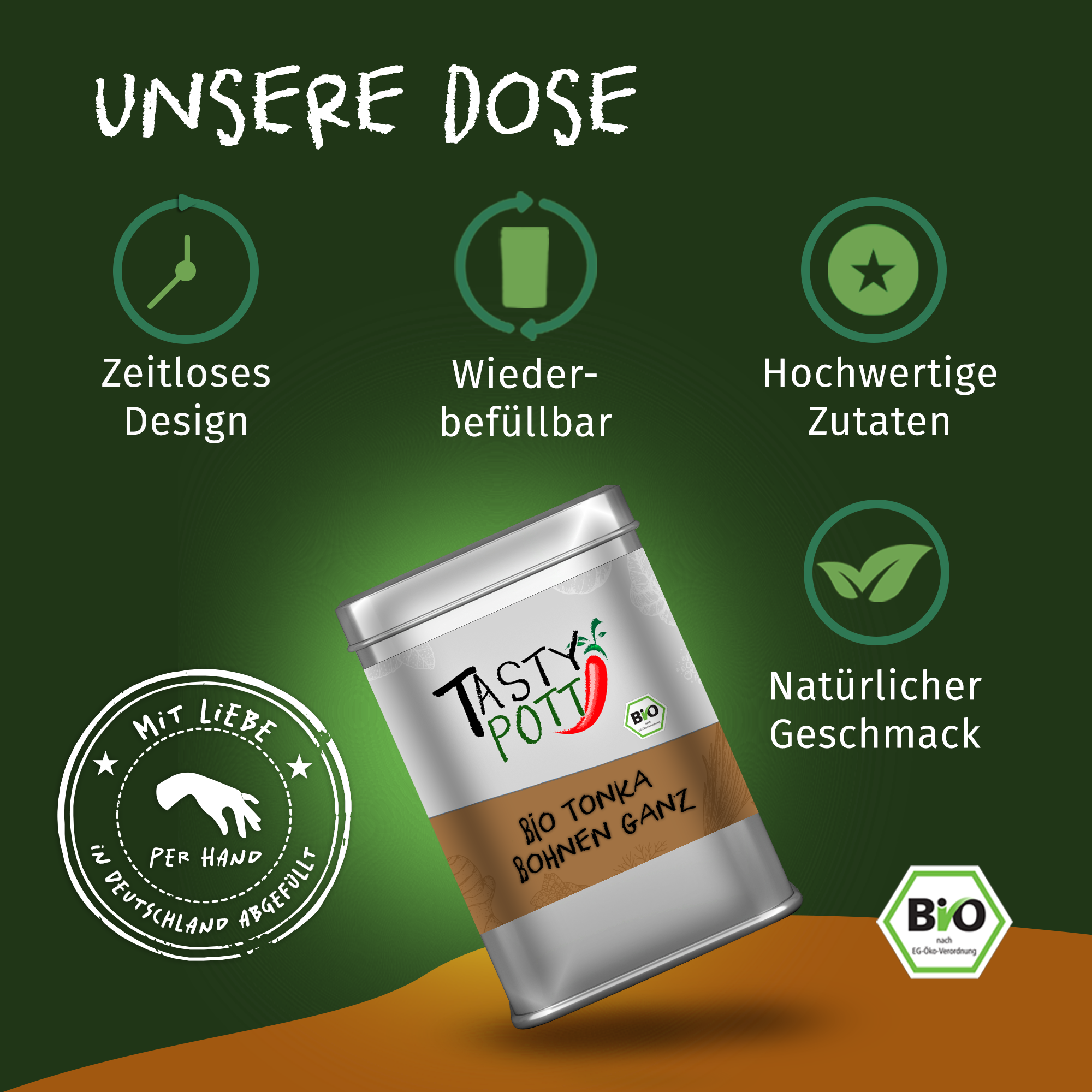 Bio Tonka Bohnen - ganz - 70g Dose von Tasty Pott 