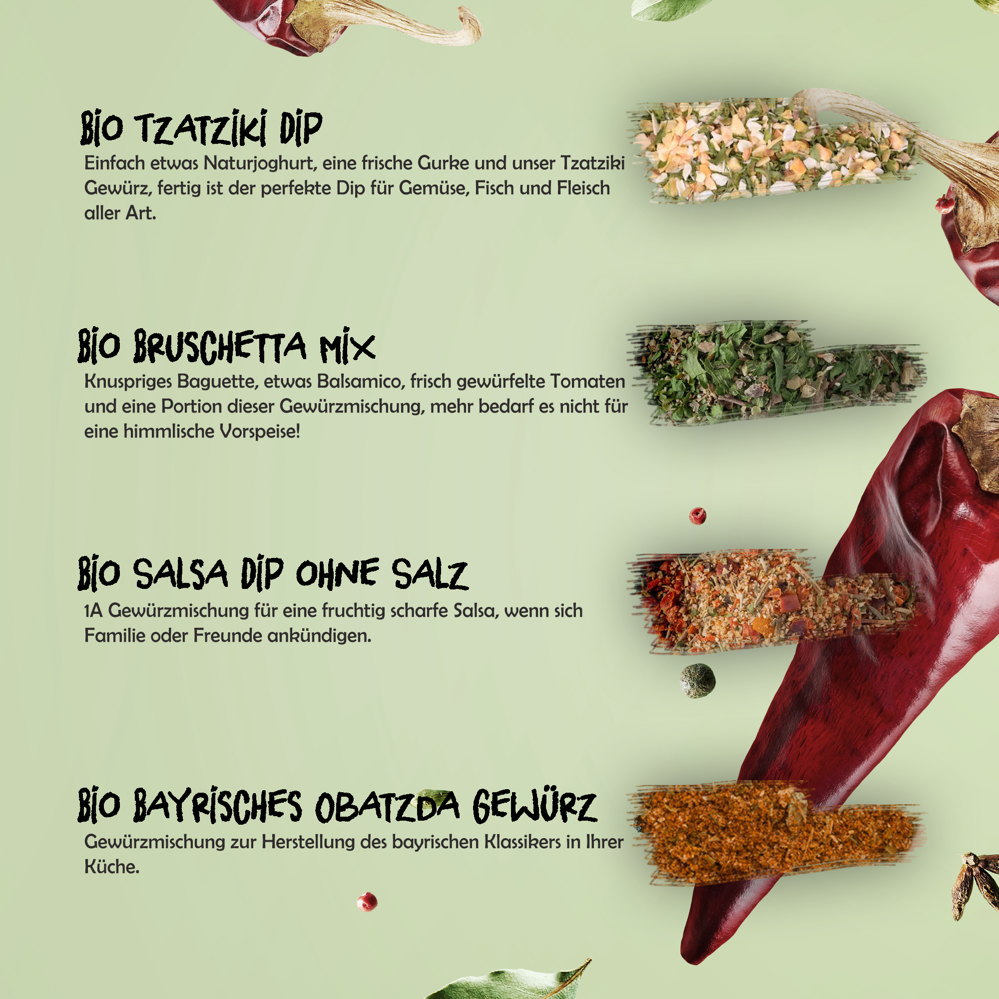 Gewürz Set No. 10 - Dips für jeden Anlass + Bonus Schürze - Tasty Pott