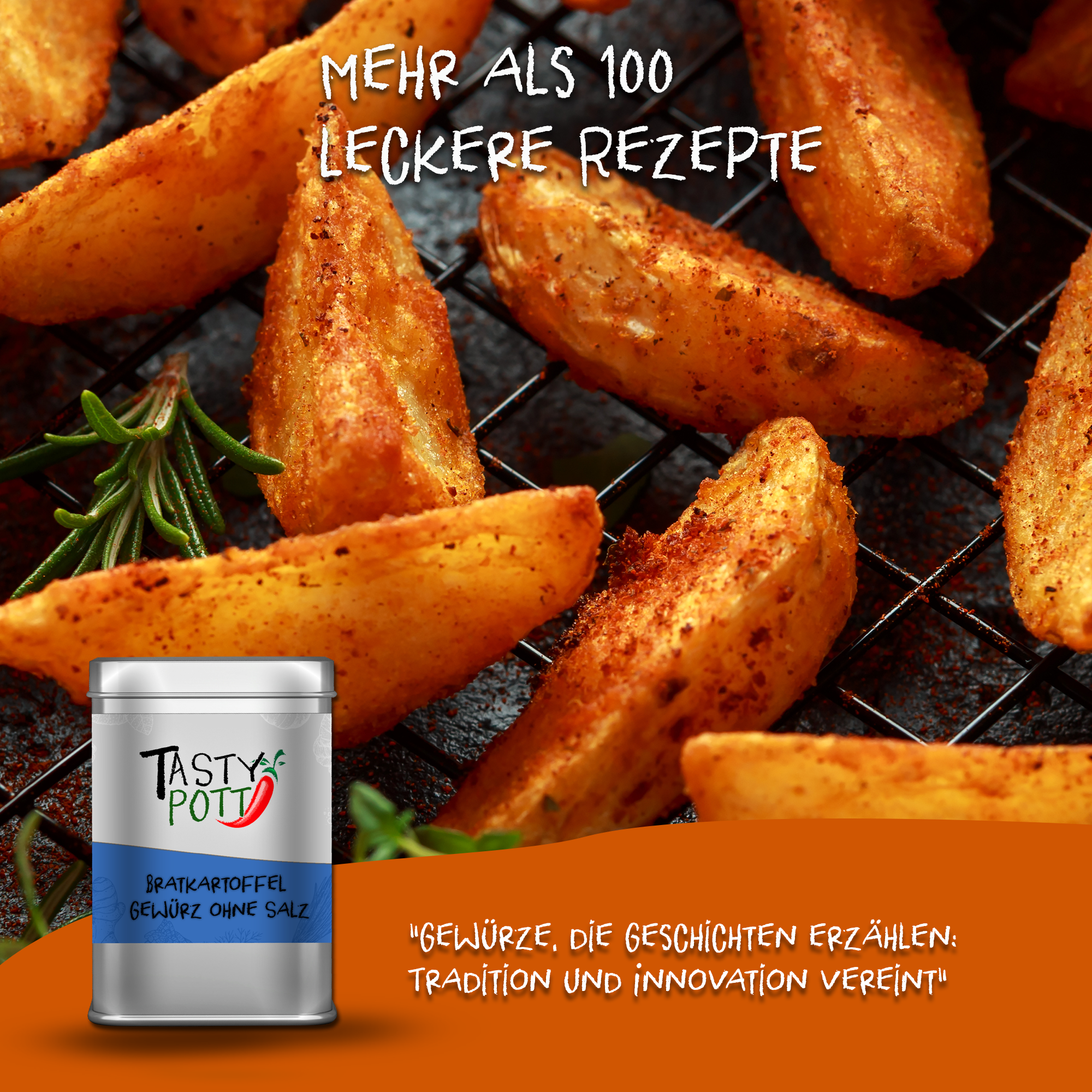 Bratkartoffelgewürz ohne Salz - Dein perfektes Bratkartoffel Gewürz - 50g Dose Tasty Pott 