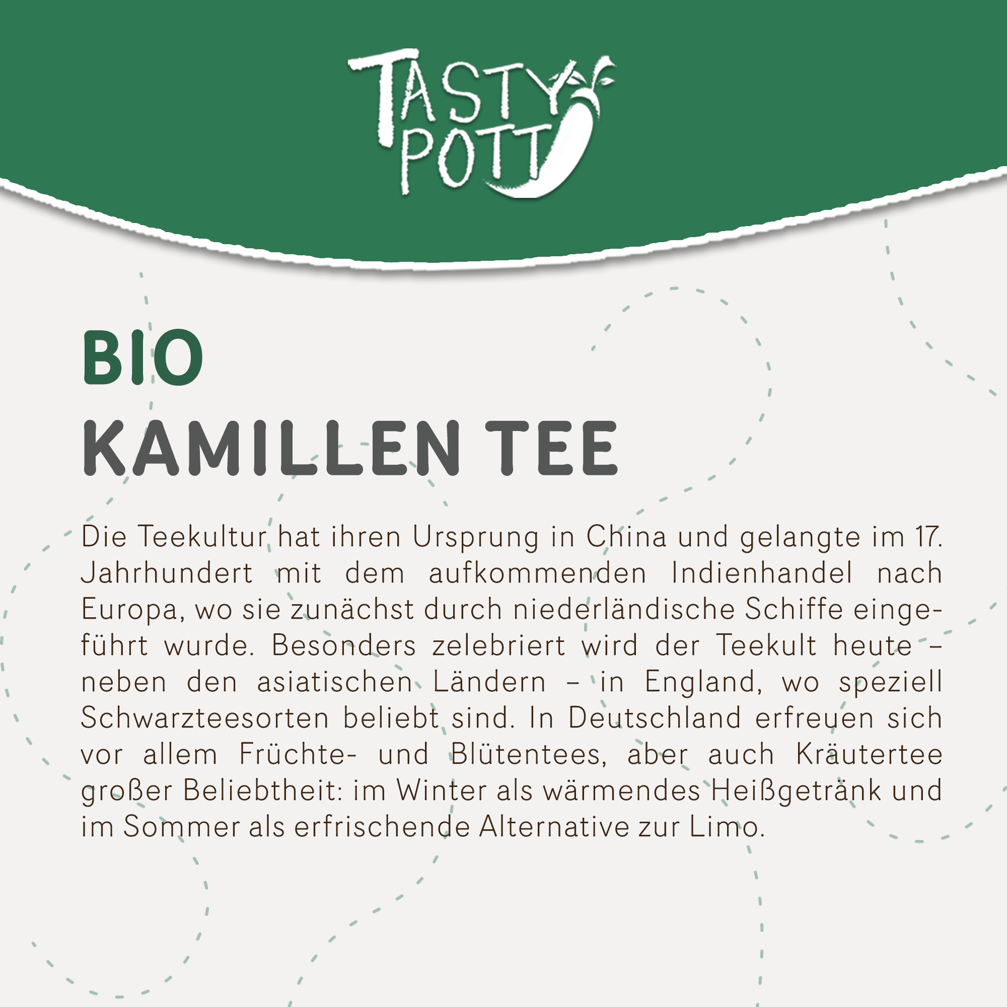 Bio Kamillenblüten Tee - lose Kamillentee - 20g Dose Tasty Pott Bio Kamillenblüten Tee - lose Kamillentee - 20g Dose Tasty Pott