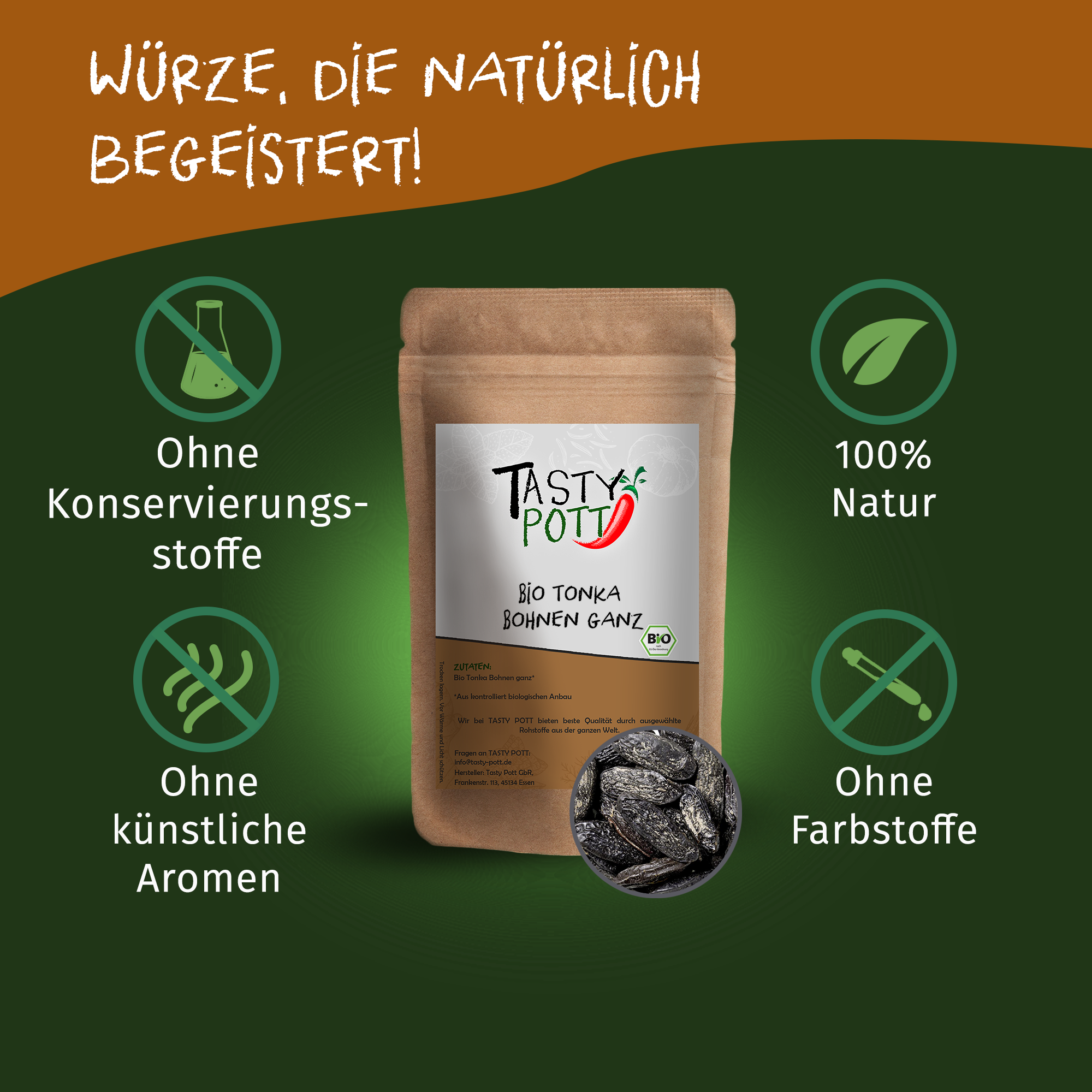 Bio Tonka Bohnen - ganz - 70g Dose von Tasty Pott 
