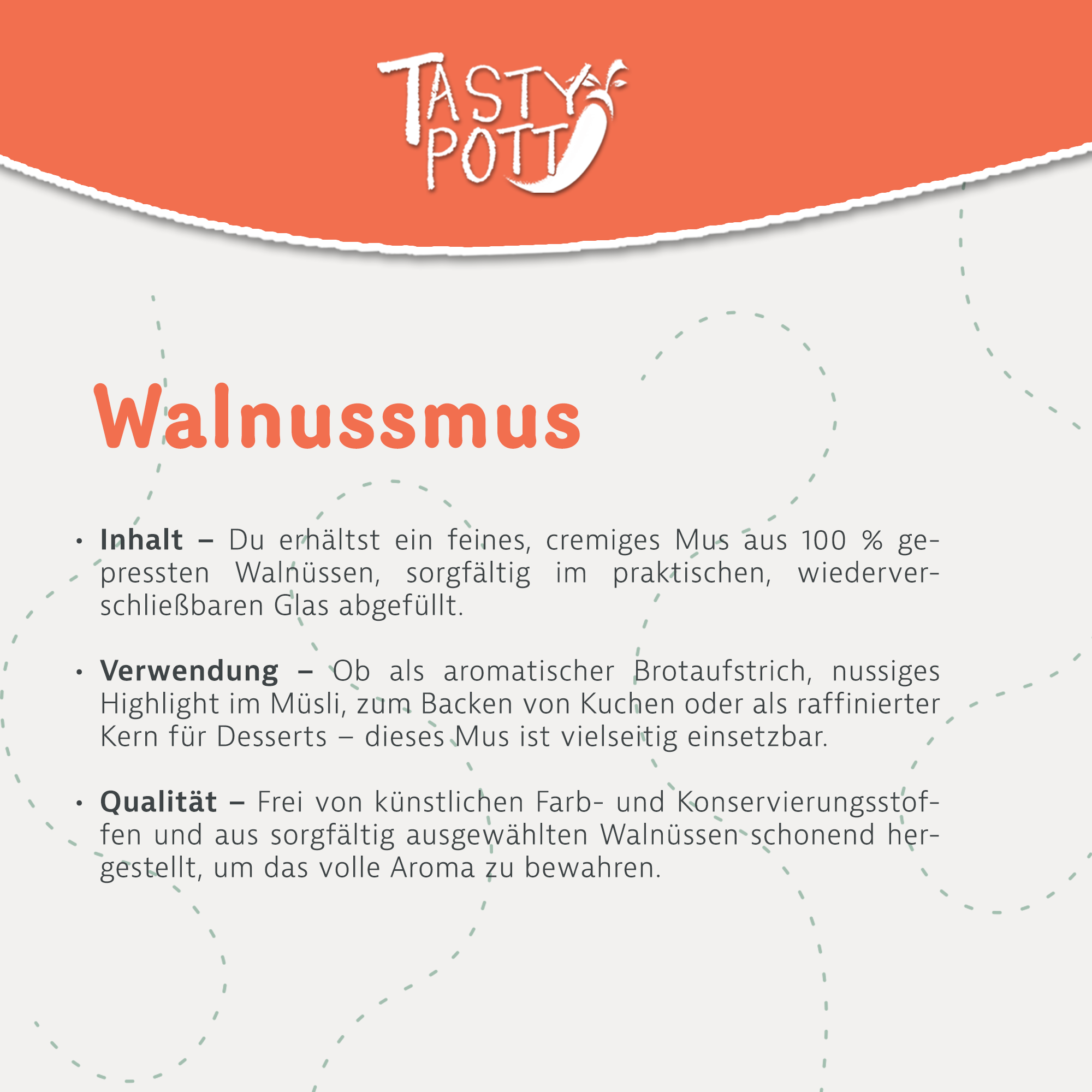 Walnussmus - Nussmus Walnuss - 280g Glas von Tasty Pott