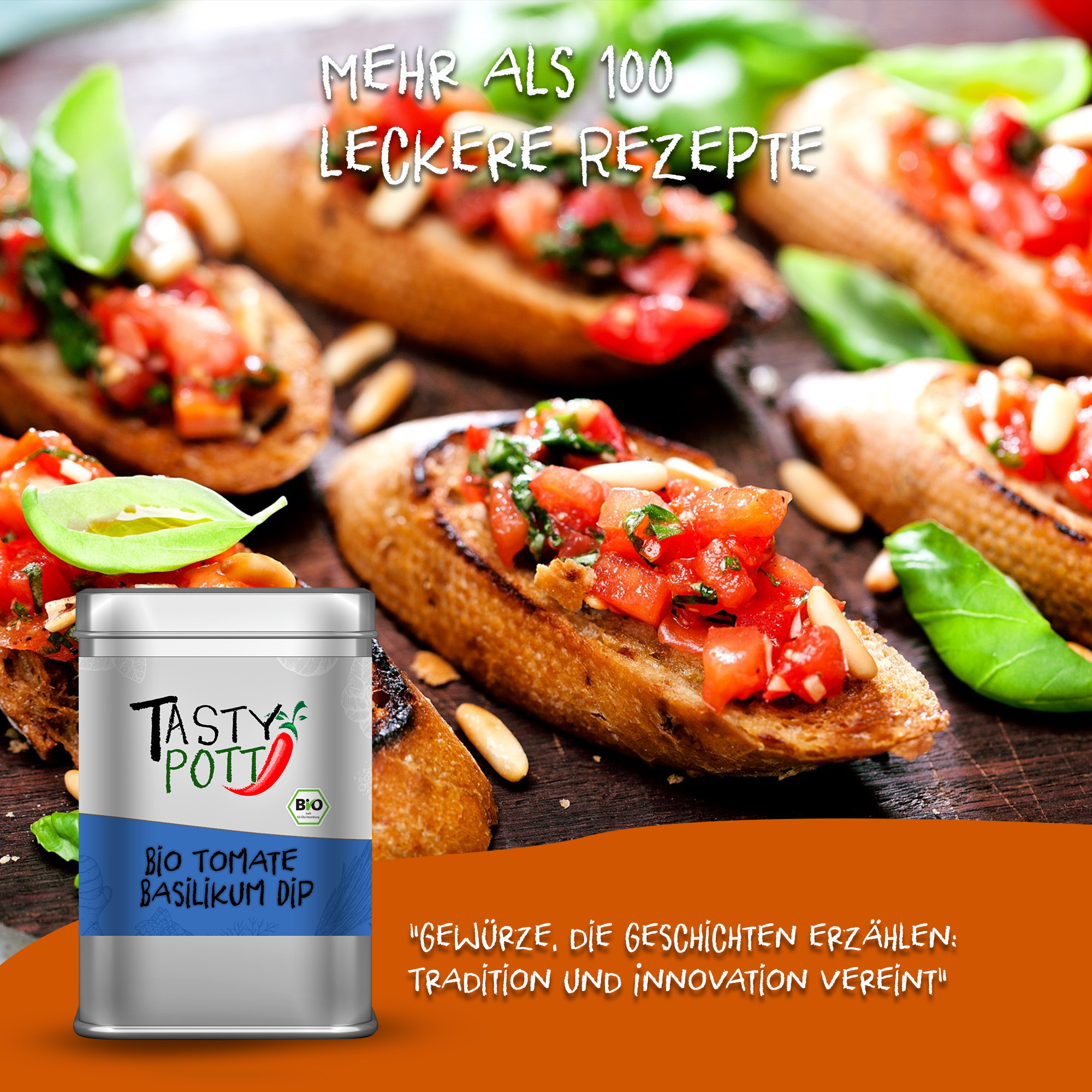 Tasty Pott Bio Tomate Basilikum Dip 75g Kräutermischungen
