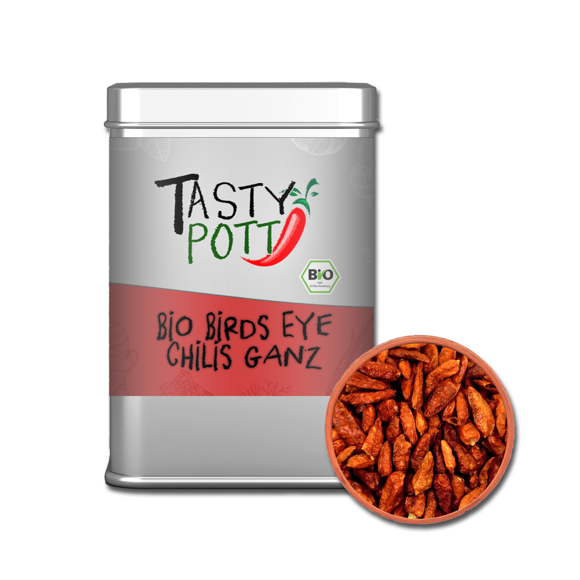 Birds Eye Chili ganz - Bio Qualität - 30g Dose  von Tasty Pott