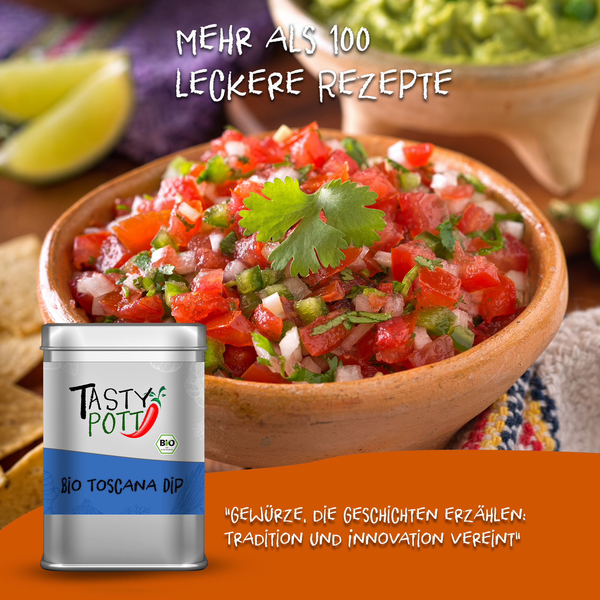 Bio Toscana Dip - Gewürzmischung für Dips - 75g Dose Tasty Pott Bio Toscana Dip - Gewürzmischung für Dips - 75g Dose Tasty Pott