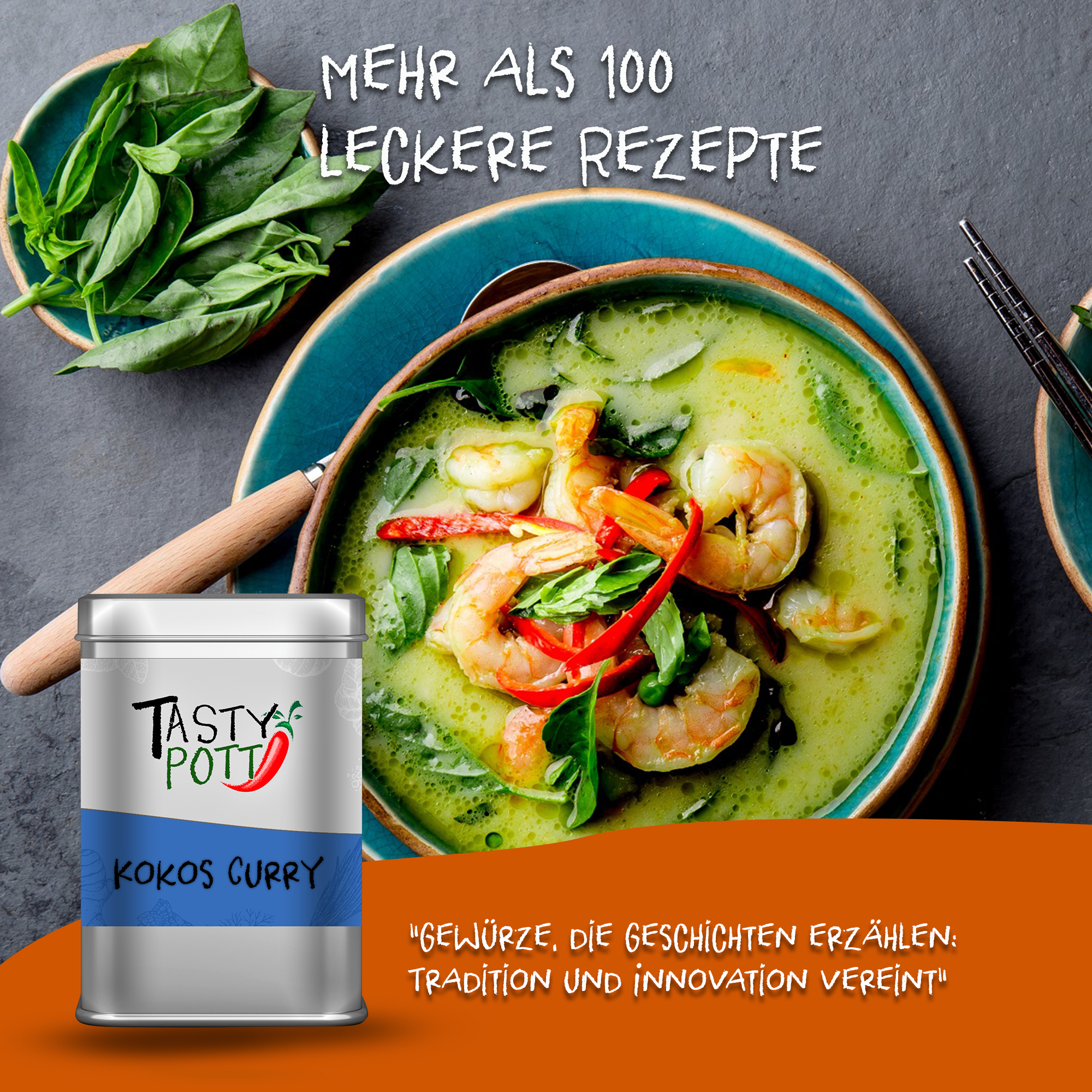 Kokos Curry Gewürz 75g Dose von Tasty Pott 