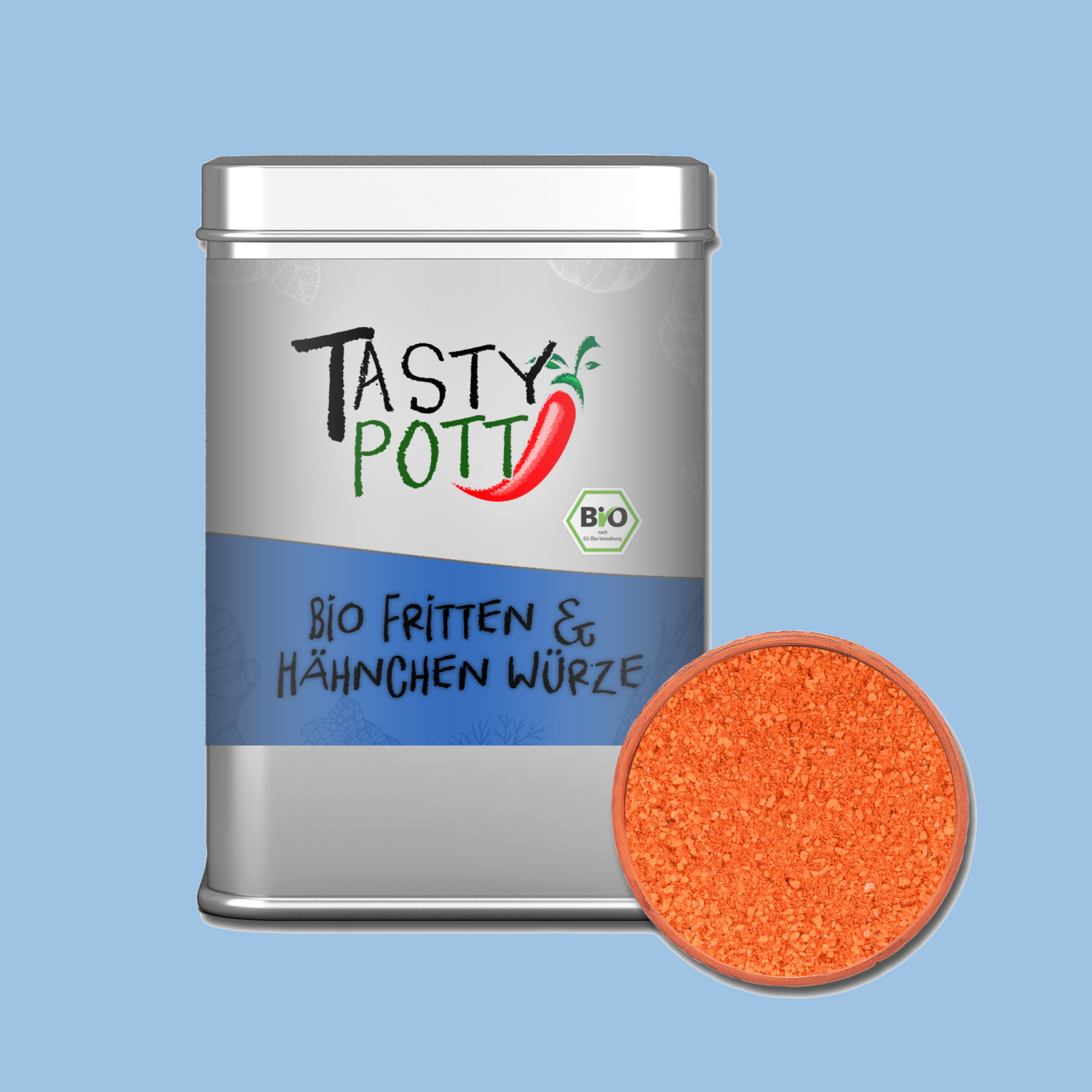 Fritten & Hähnchen Würze | Bio Gewürzsalz für Pommes und Hähnchen | 100g Dose Tasty Pott  