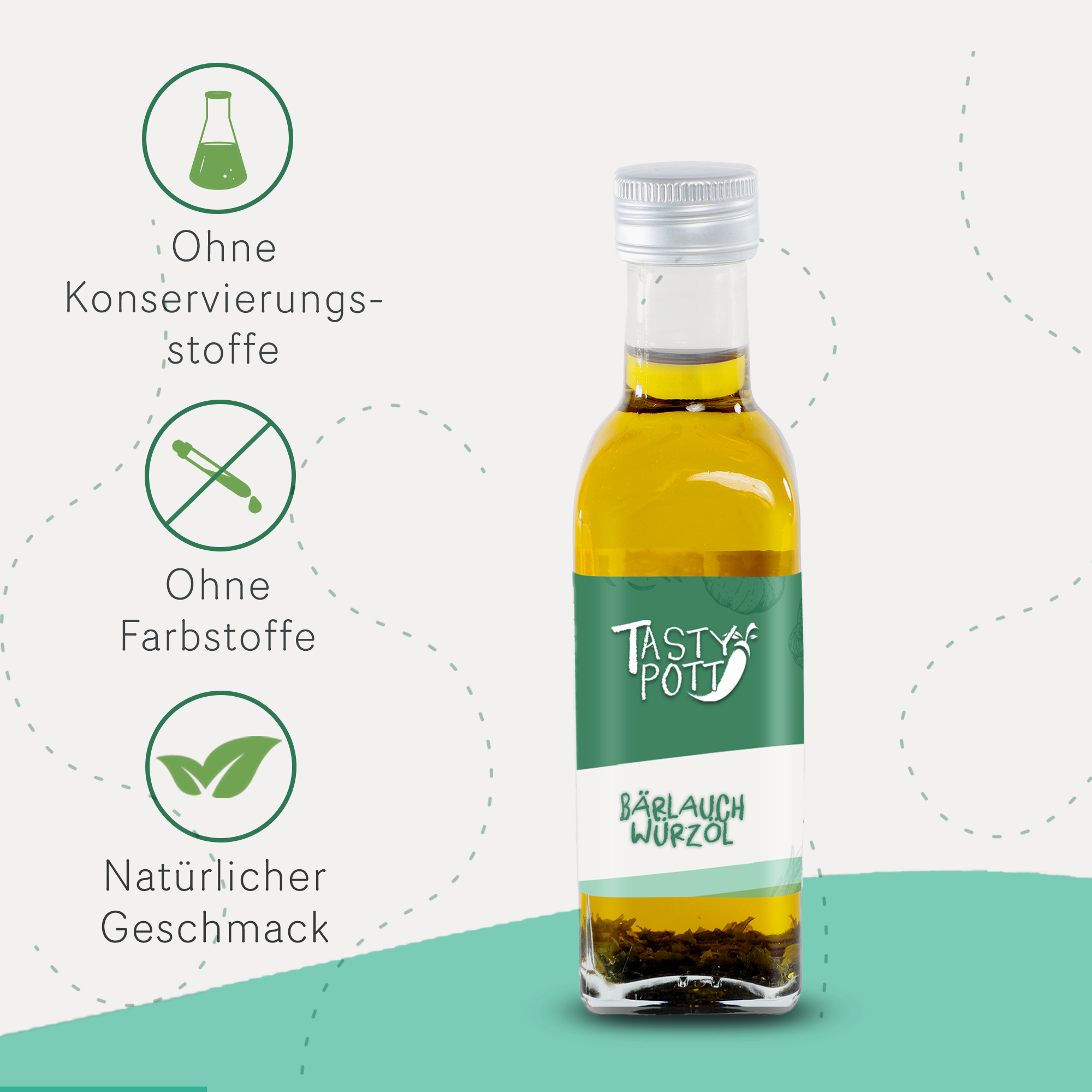 Traubenkernöl – Würzöl mit Bärlauch verfeinert – 100ml Flasche von Tasty Pott
